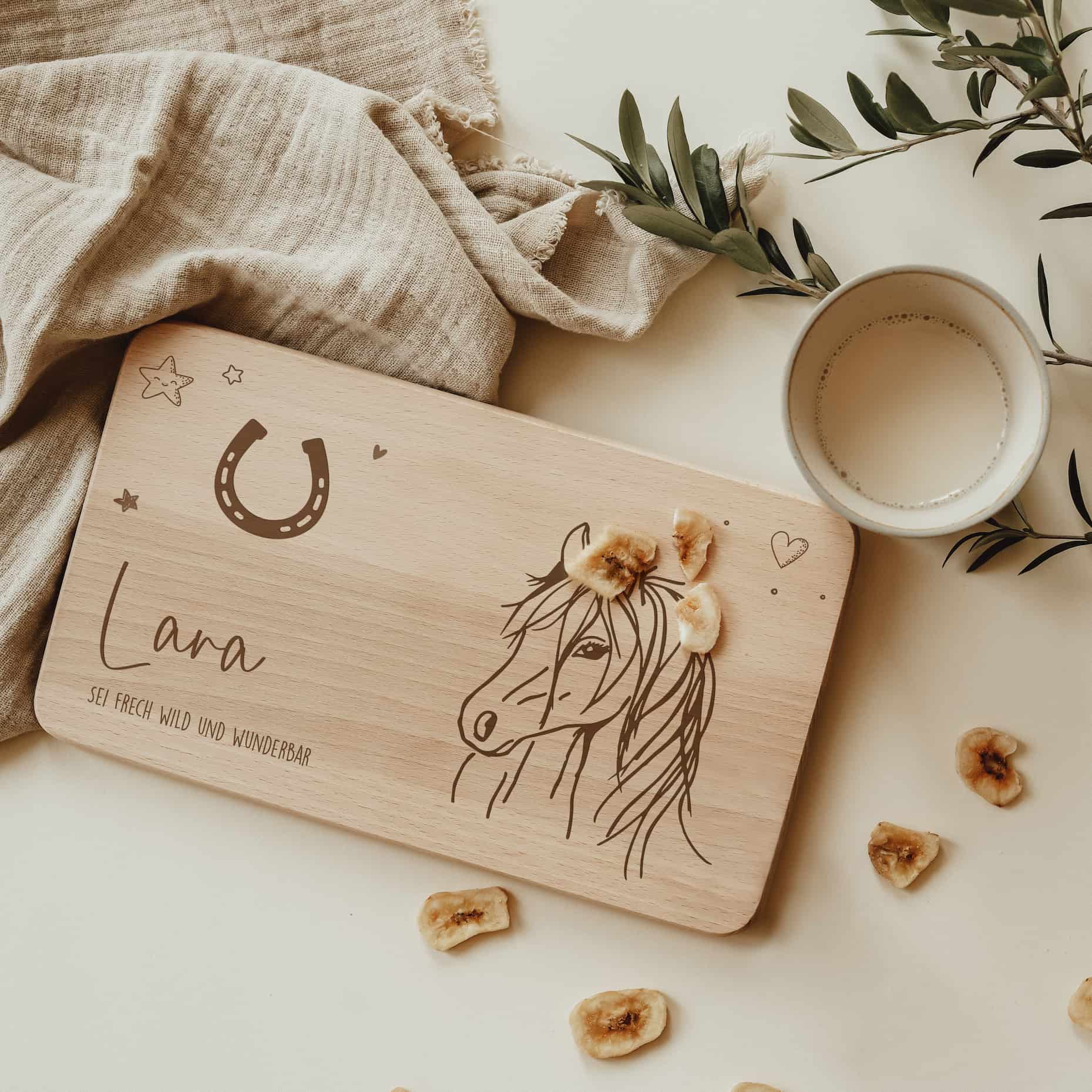 Personalisiertes Frühstücksbrettchen - Pferd