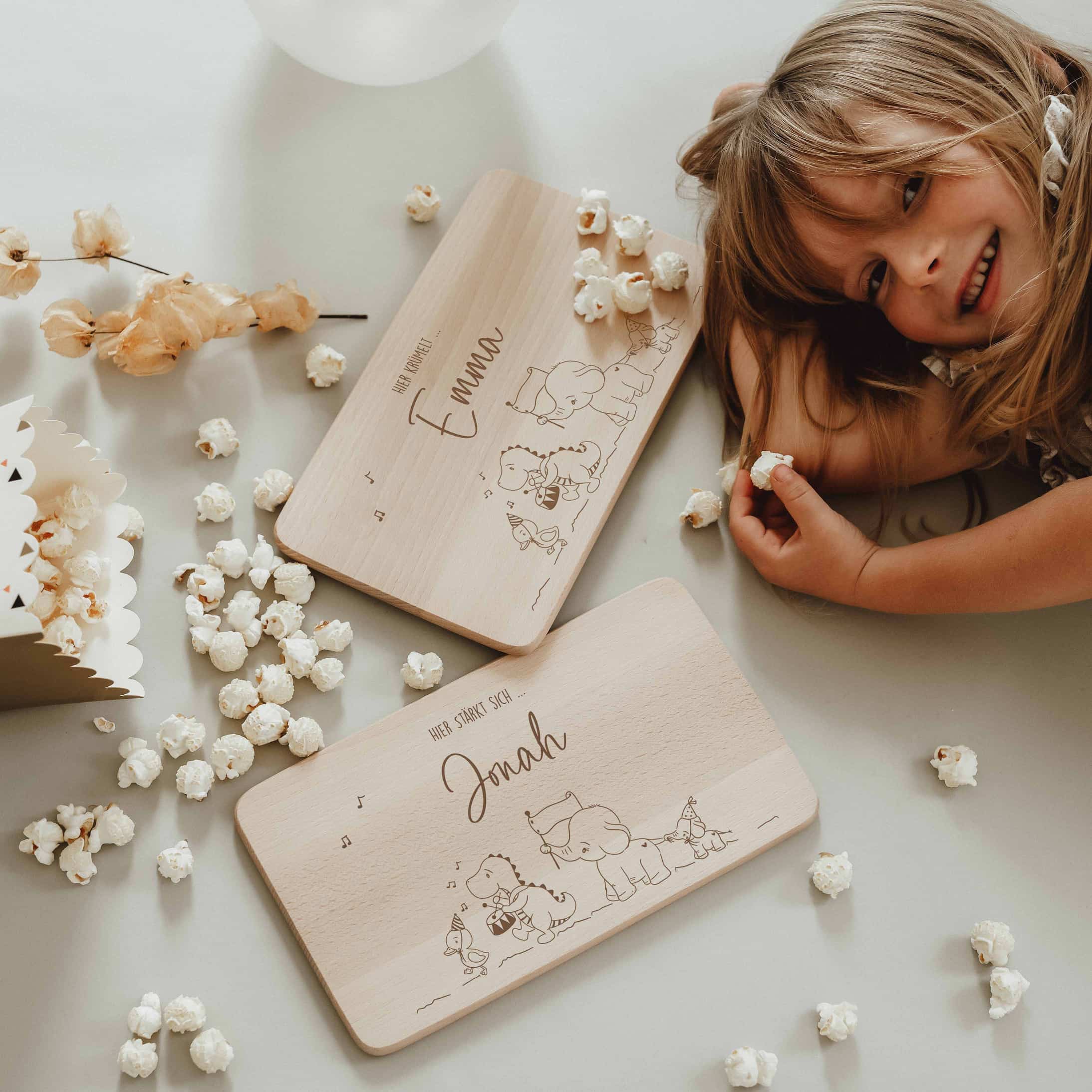 Personalisiertes Frühstücksbrettchen - Tierfreunde