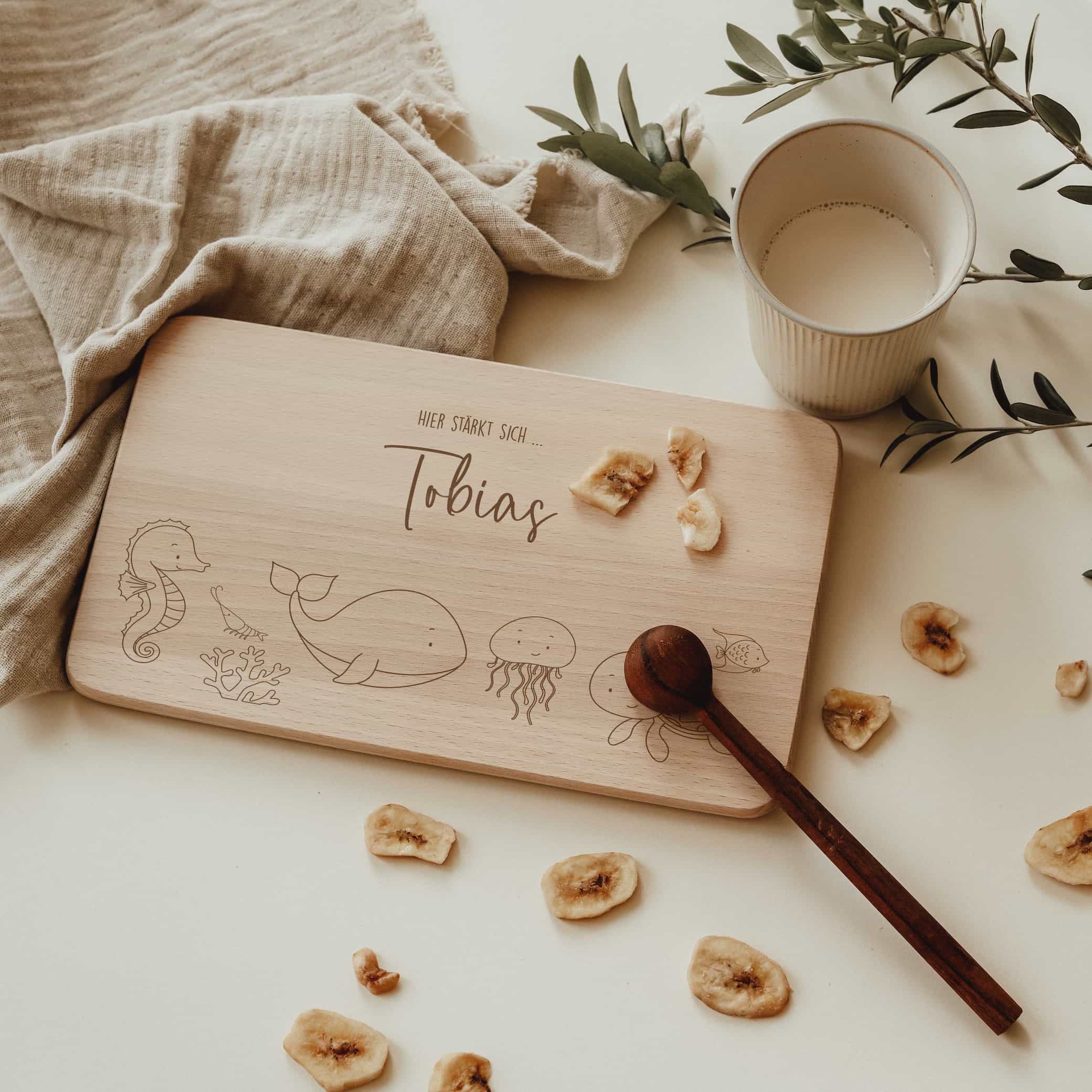 Personalisiertes Frühstücksbrettchen - Unterwasserwelt