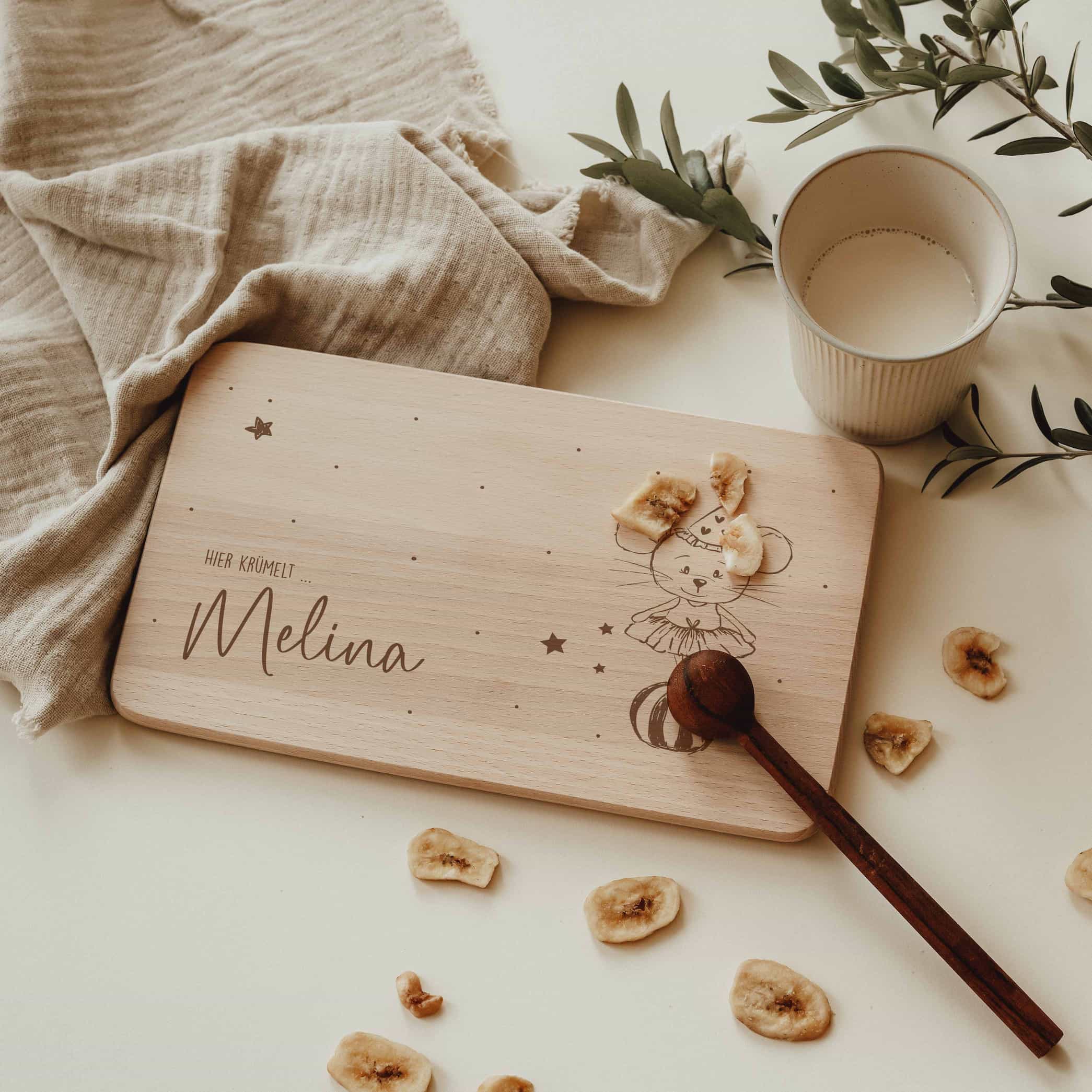 Personalisiertes Frühstücksbrettchen - Zirkusmaus