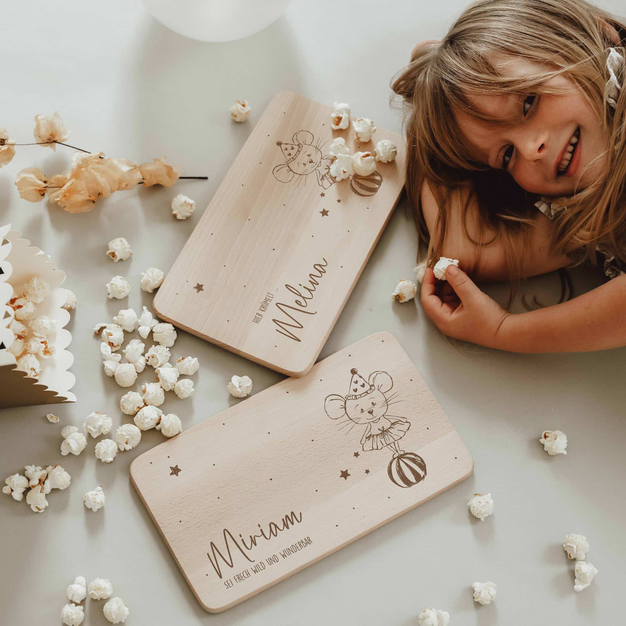 Personalisiertes Frühstücksbrettchen - Zirkusmaus
