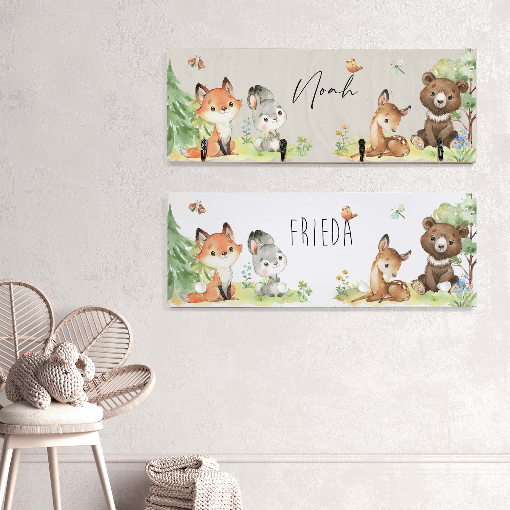Kindergarderobe Holz personalisiert – Wood & Friends