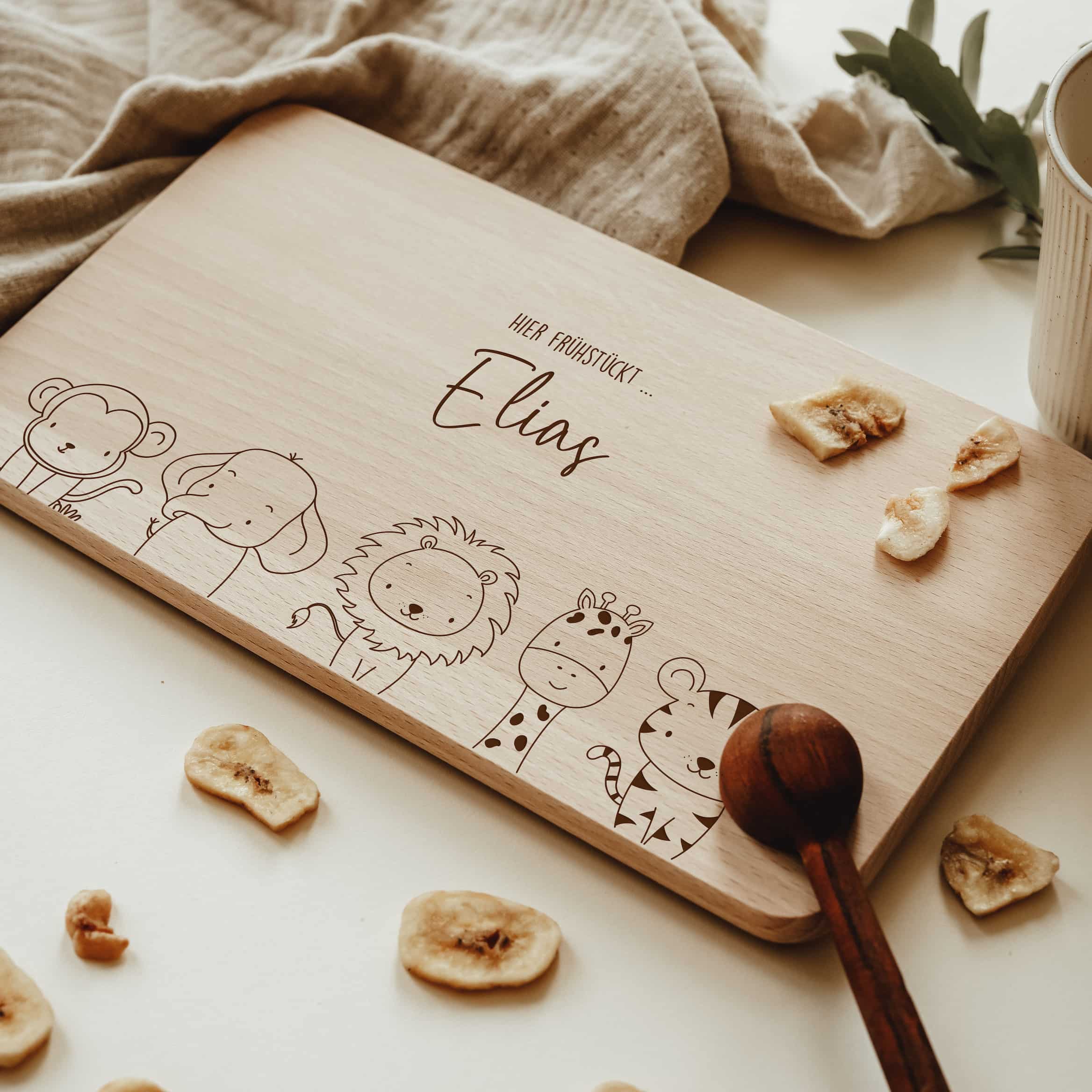 Personalisiertes Frühstücksbrettchen - Safari