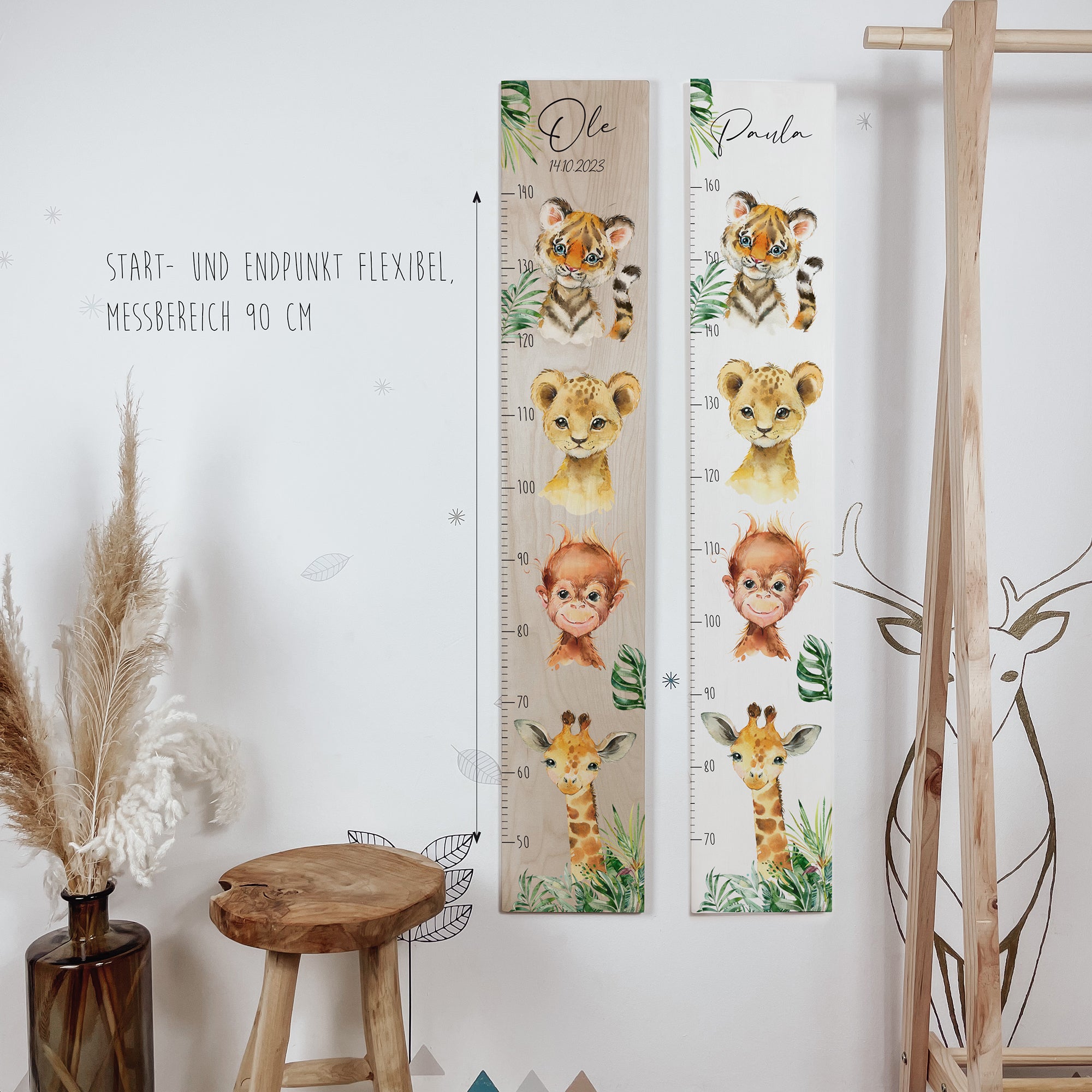 Kindermesslatte Holz "Jungle Adventure" - personalisiert