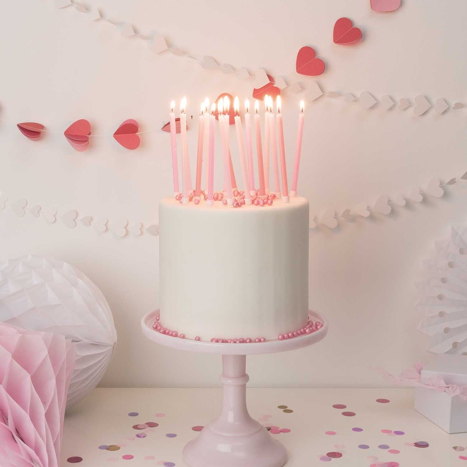 Kerzen lang – 16 Stück in Weiß Glitzer, Rosa-Pink & Mint | 3 Farben erhältlich