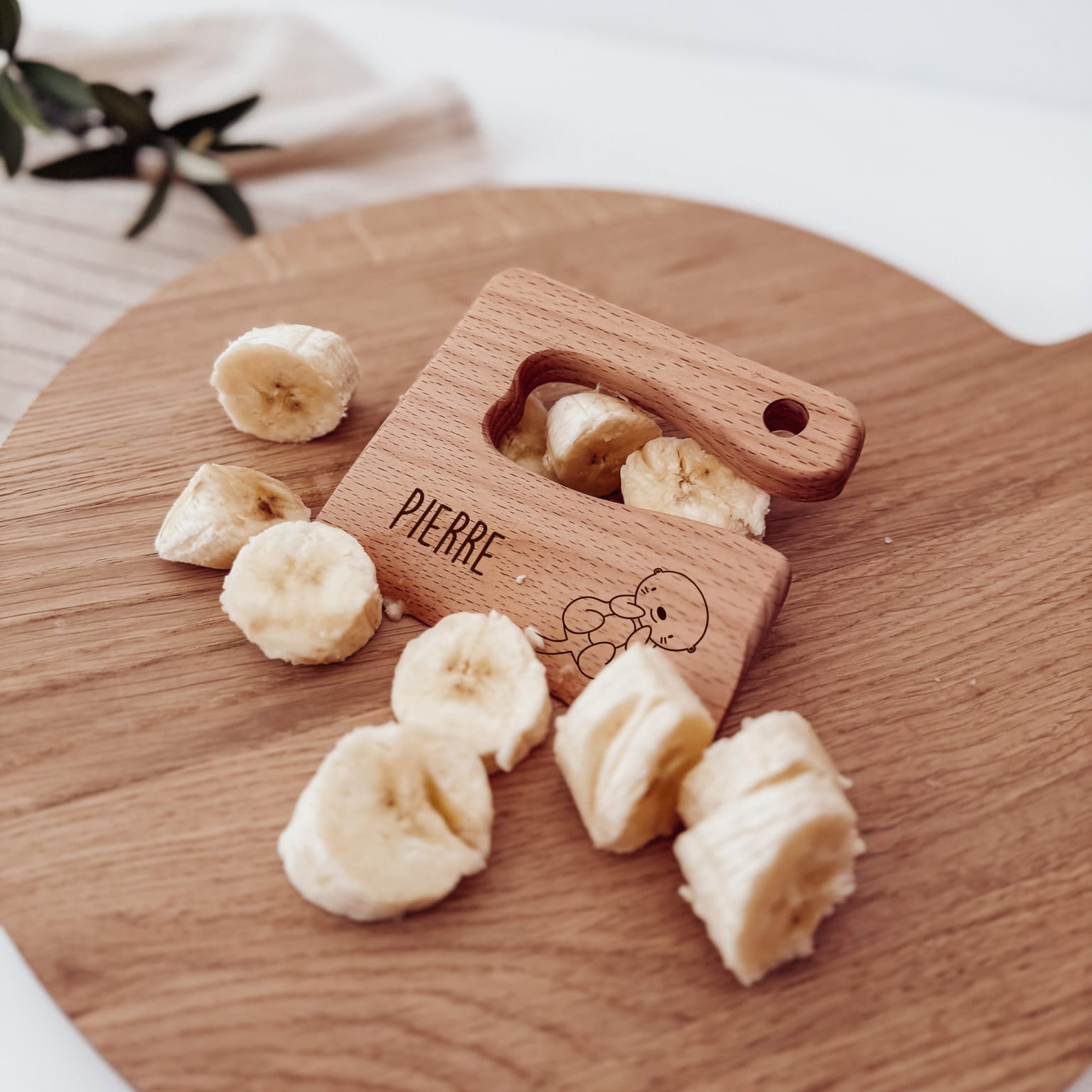 Montessori sicheres Kindermesser Holz „Kleine Gefährten“ – personalisiert