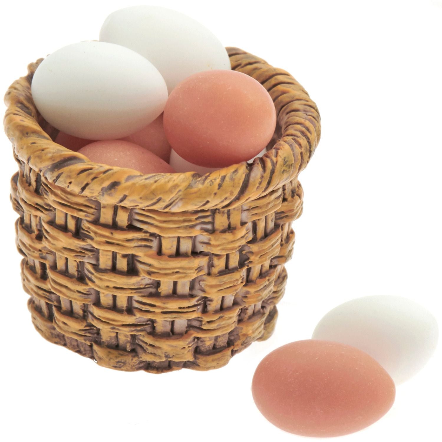 Miniatur Eierkorb mit 8 Eiern – Wichtel Zubehör & Miniatur Deko