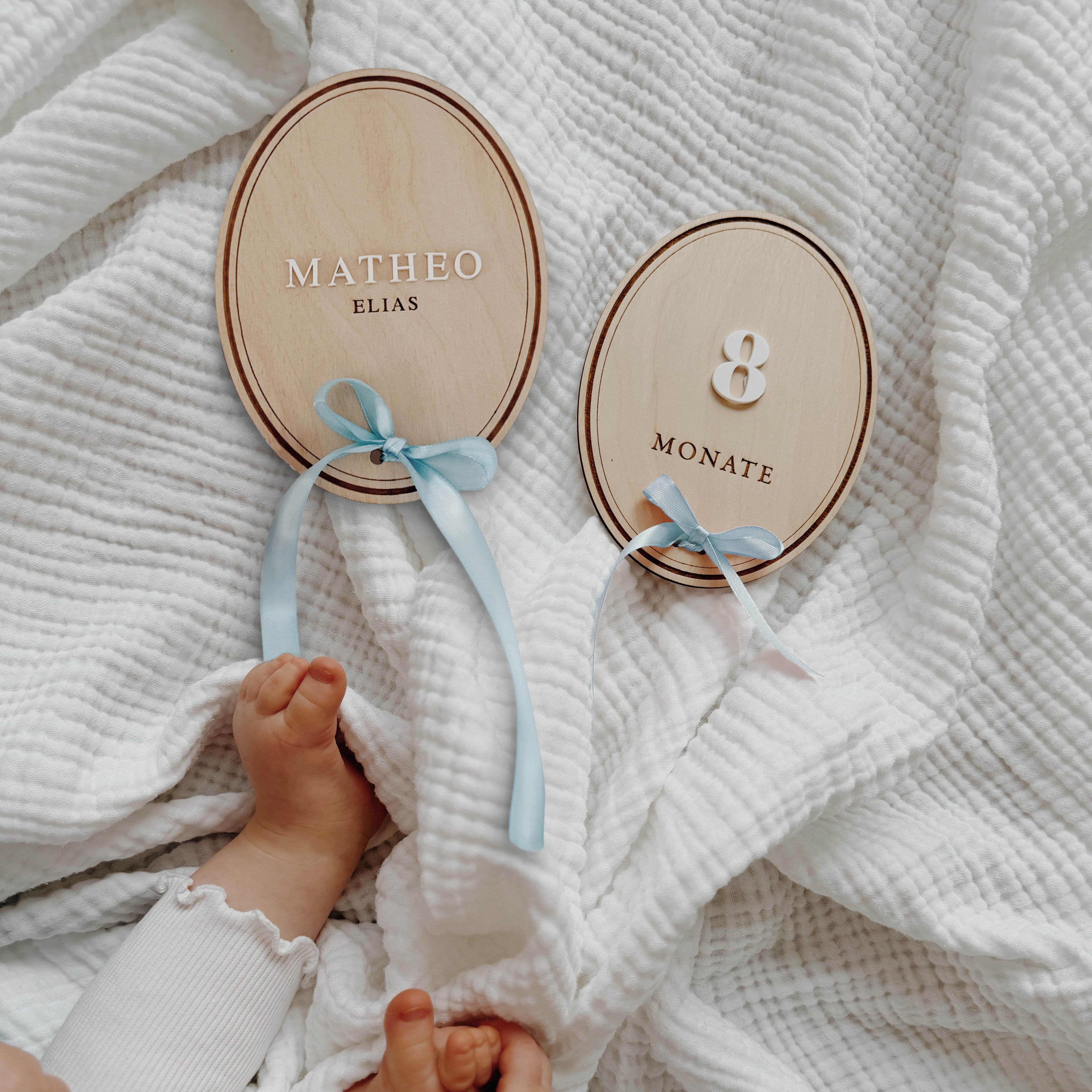 Baby Meilensteine aus Holz - Namensschild & Set