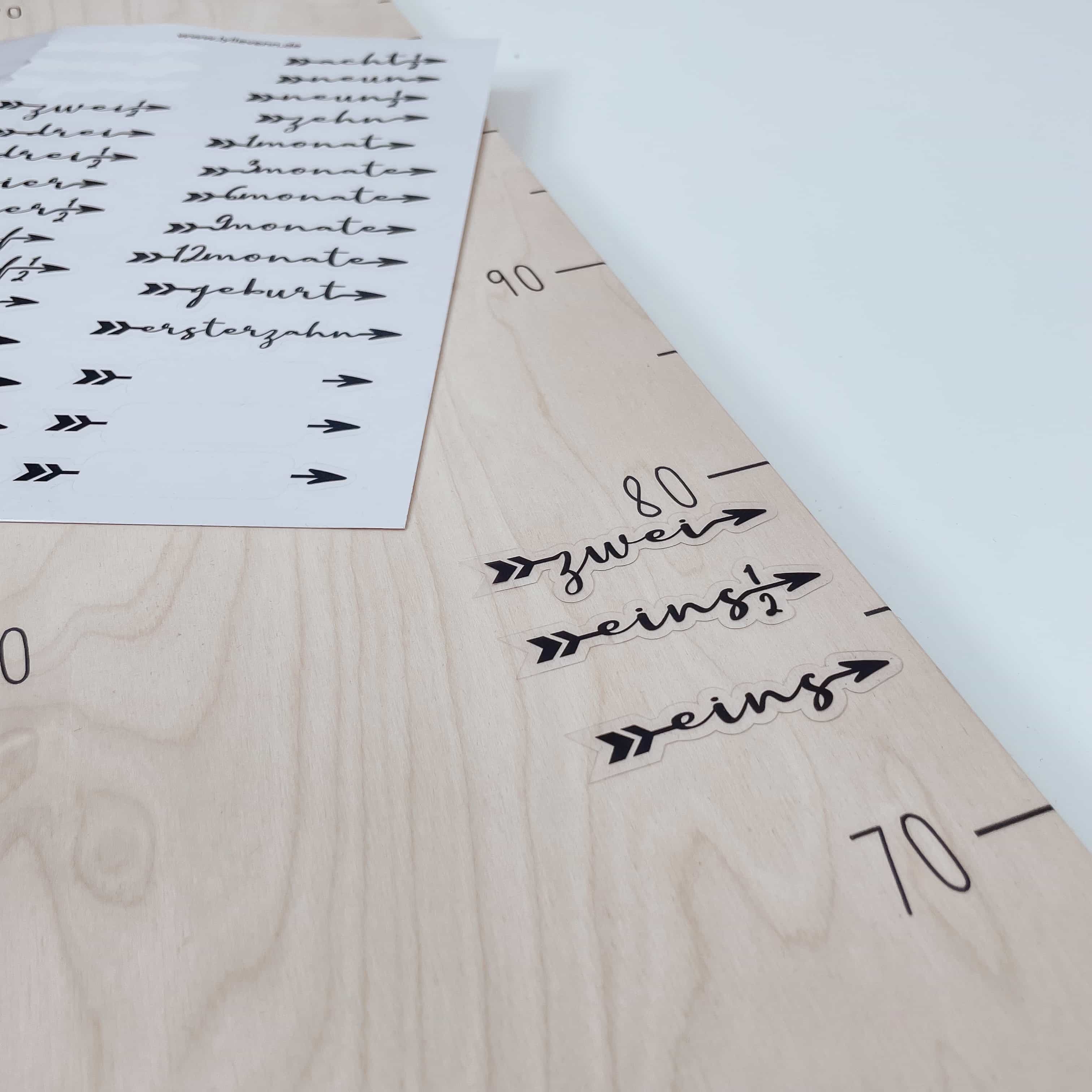 Meilensteinsticker 0-10 Jahren recht & links – Set für Messlatte