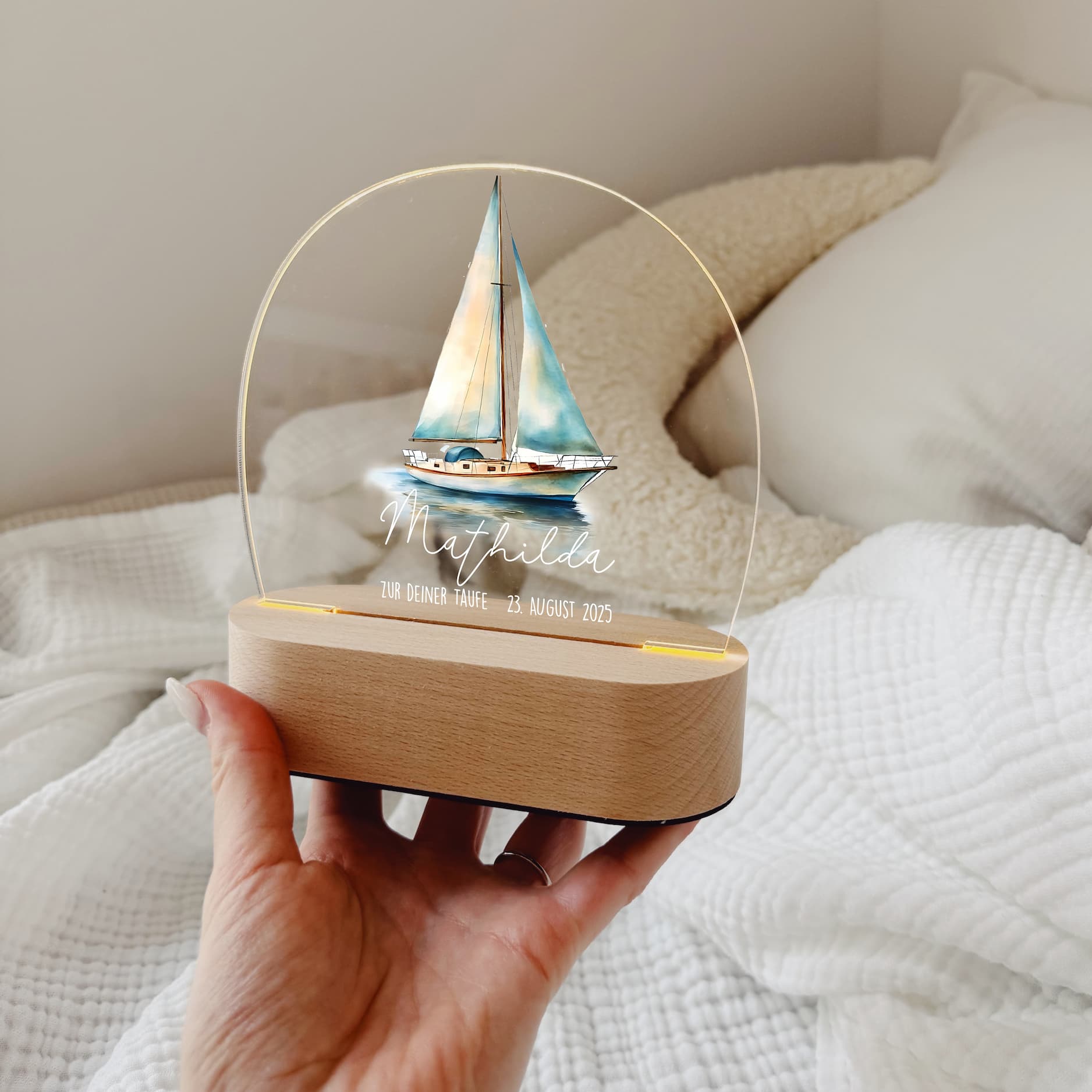 Nachtlicht Kinder personalisiert LED - Boot