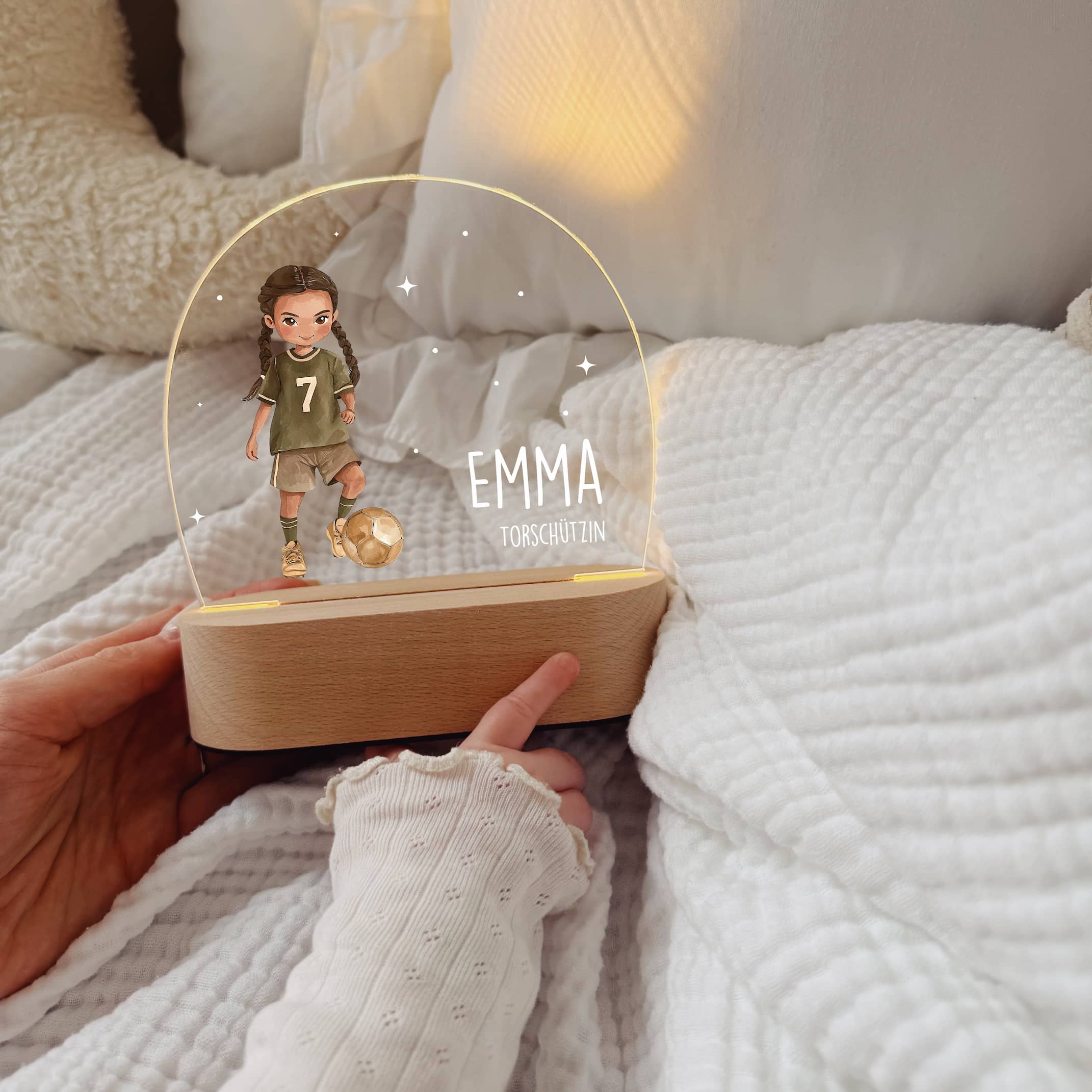 Nachtlicht Kinder personalisiert – LED Lampe bedruckt Fußball
