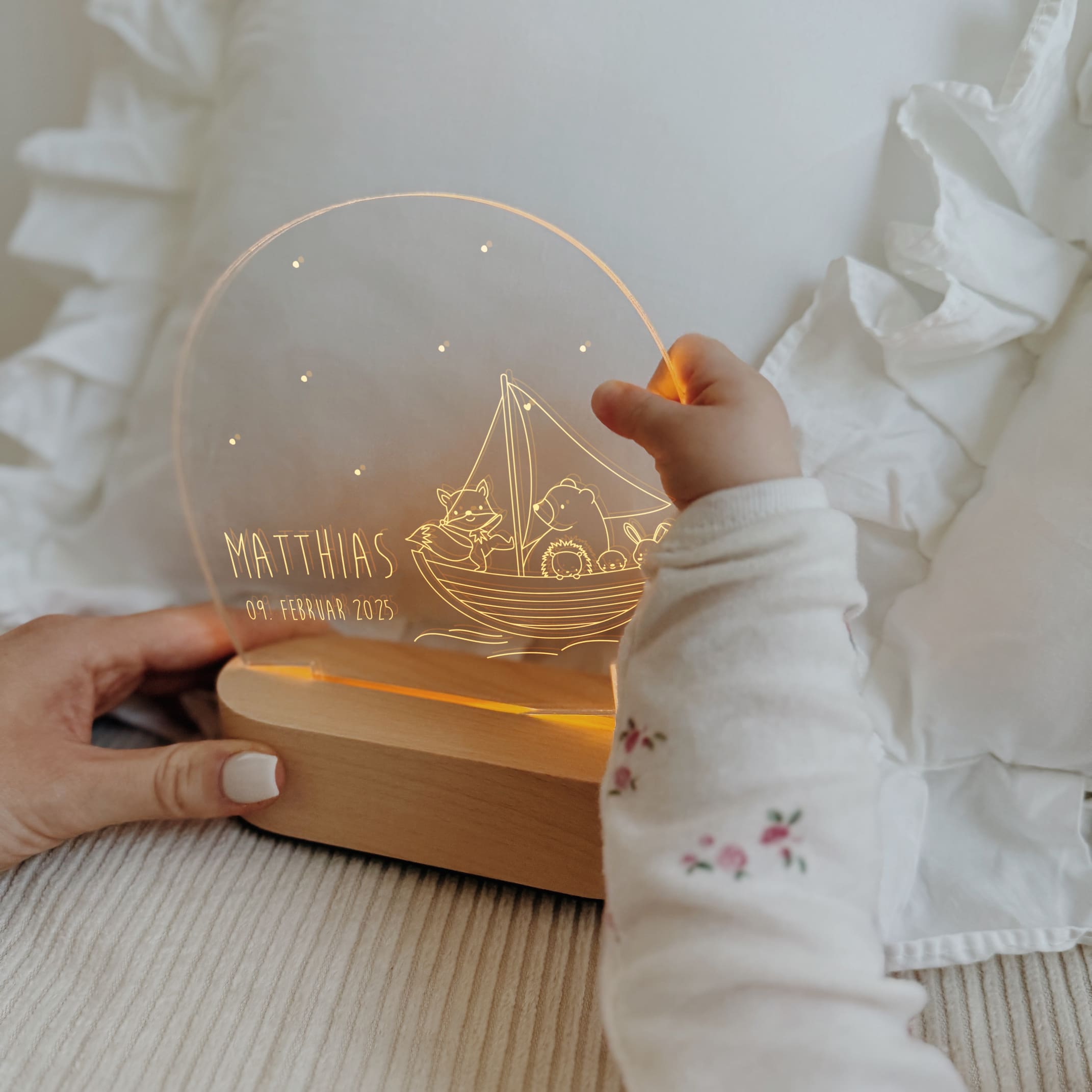 Nachtlicht Kinder personalisiert – LED Lampe Wild Family