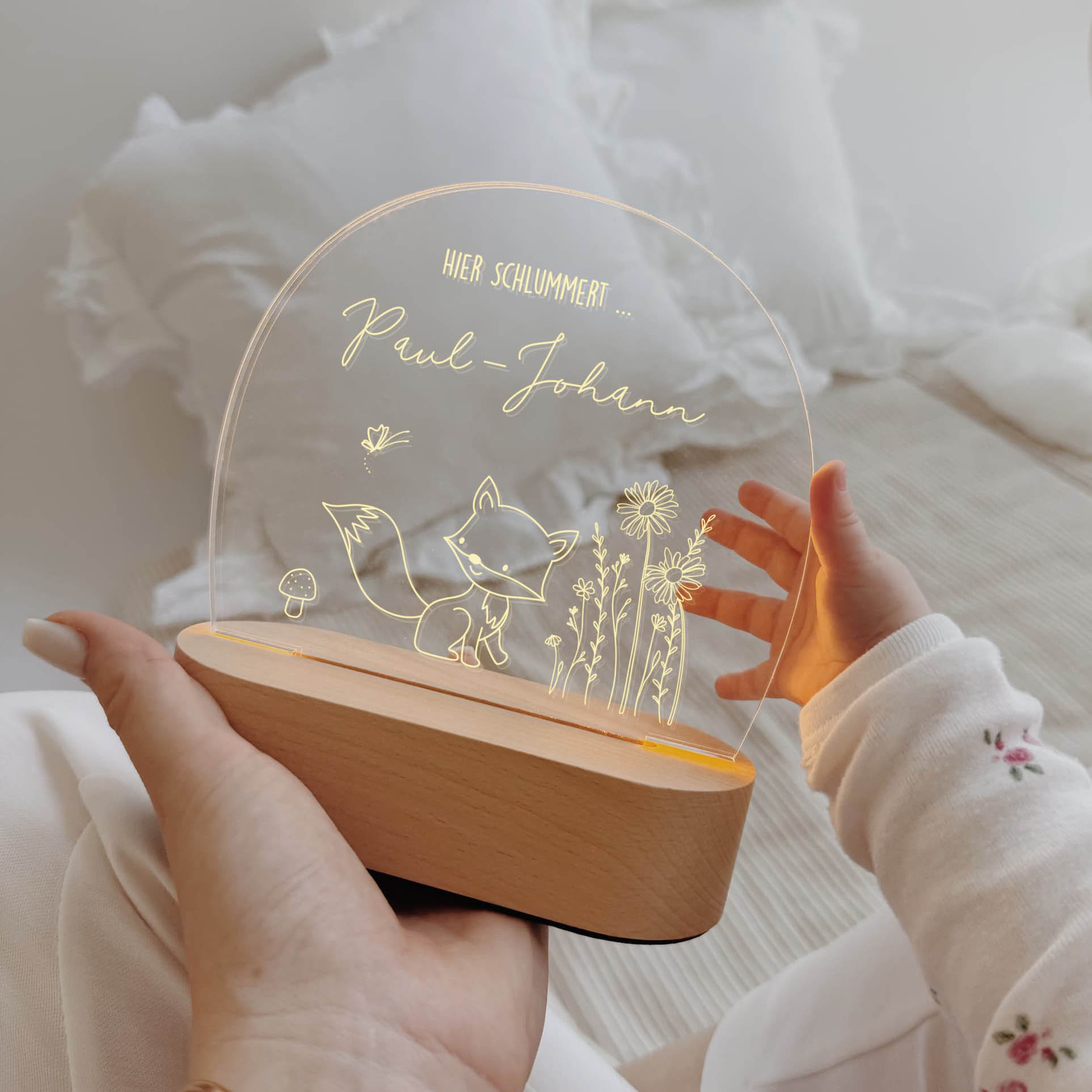 Nachtlicht Kinder personalisiert – LED Lampe Im Zauberwald