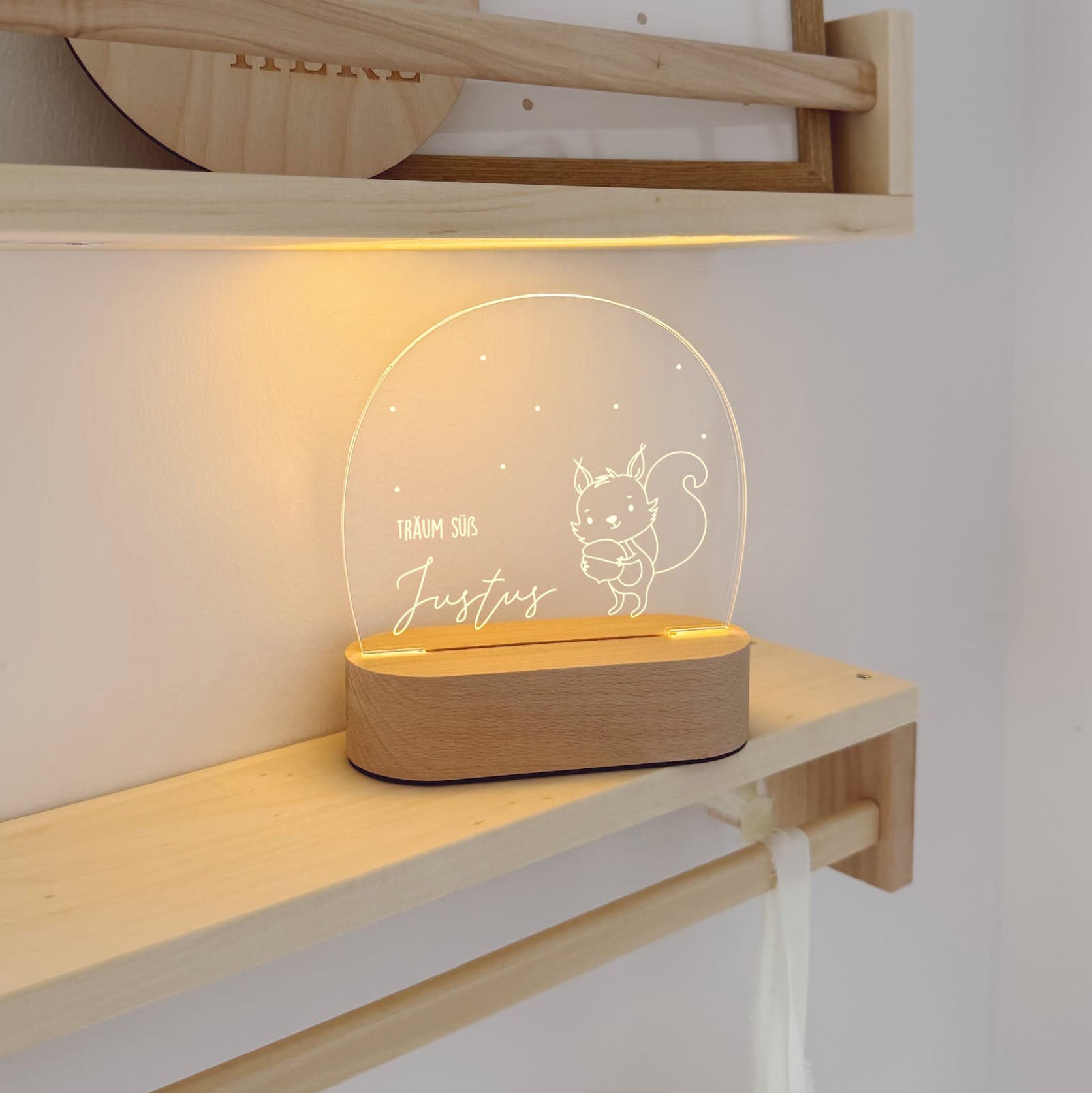 Nachtlicht Kinder personalisiert – LED Lampe Im Zauberwald