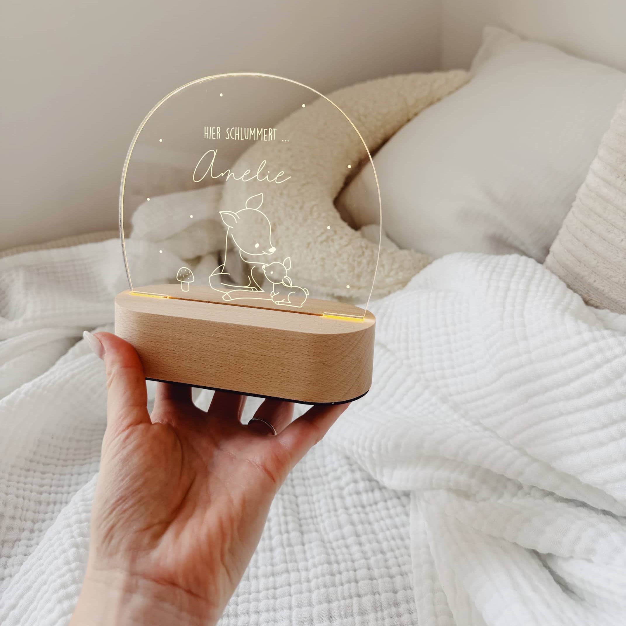 Nachtlicht Kinder personalisiert – LED Lampe Im Zauberwald