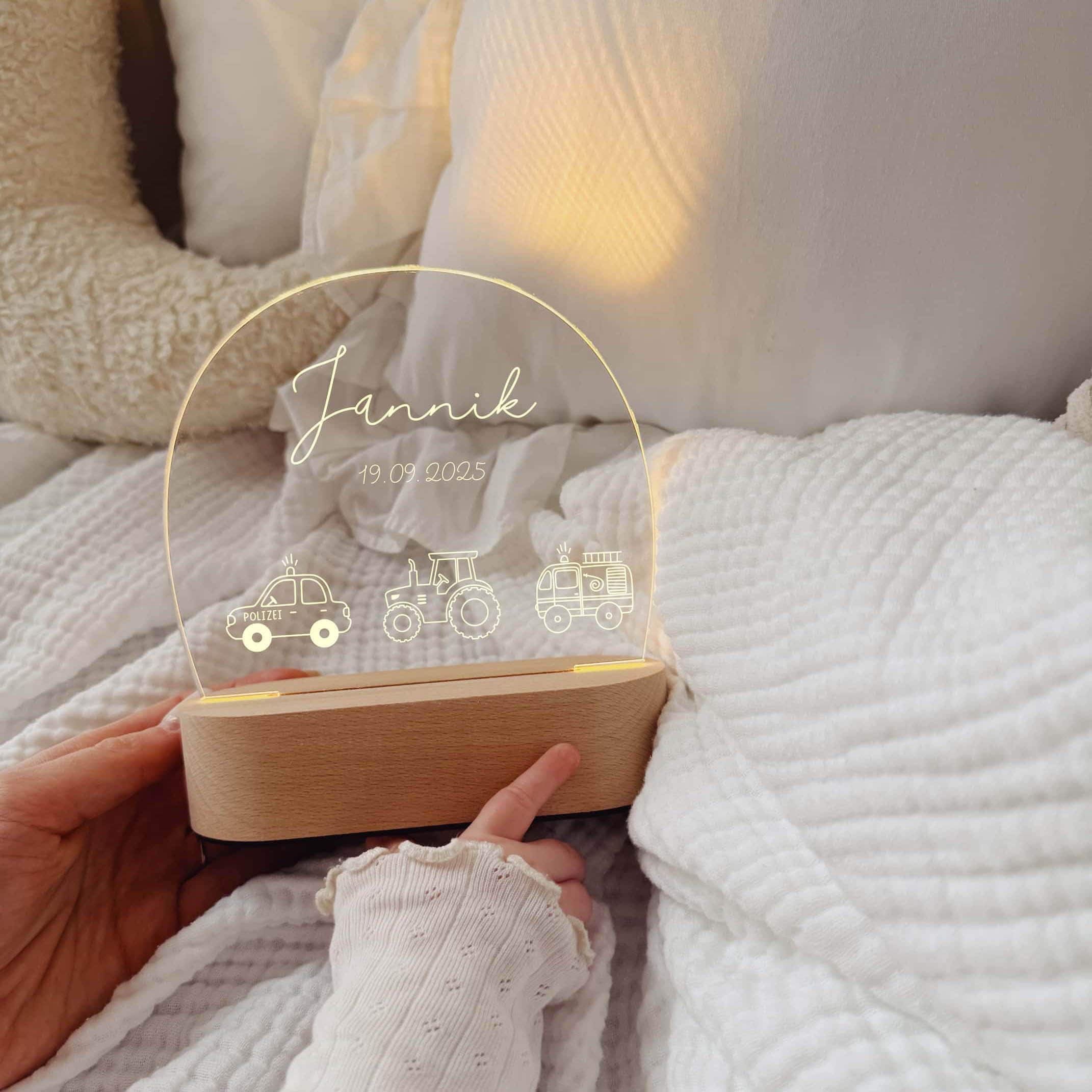 Nachtlicht Kinder personalisiert – LED Lampe Kleine Entdecker