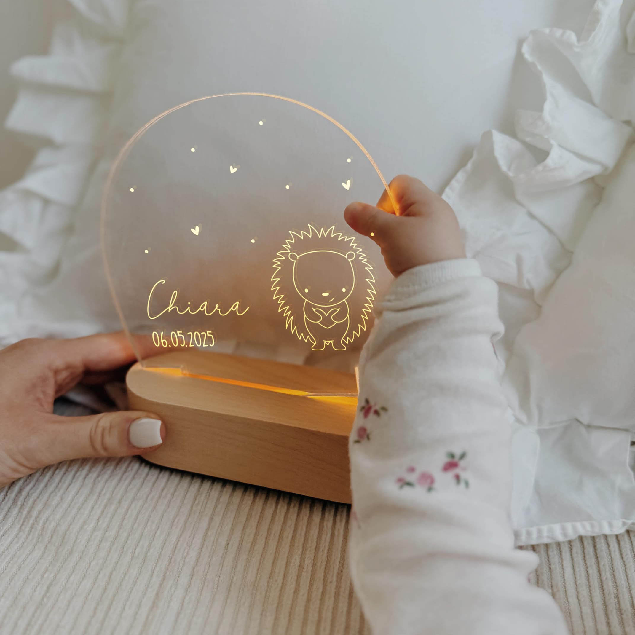 Nachtlicht Kinder personalisiert – LED Lampe Kleine Freunde