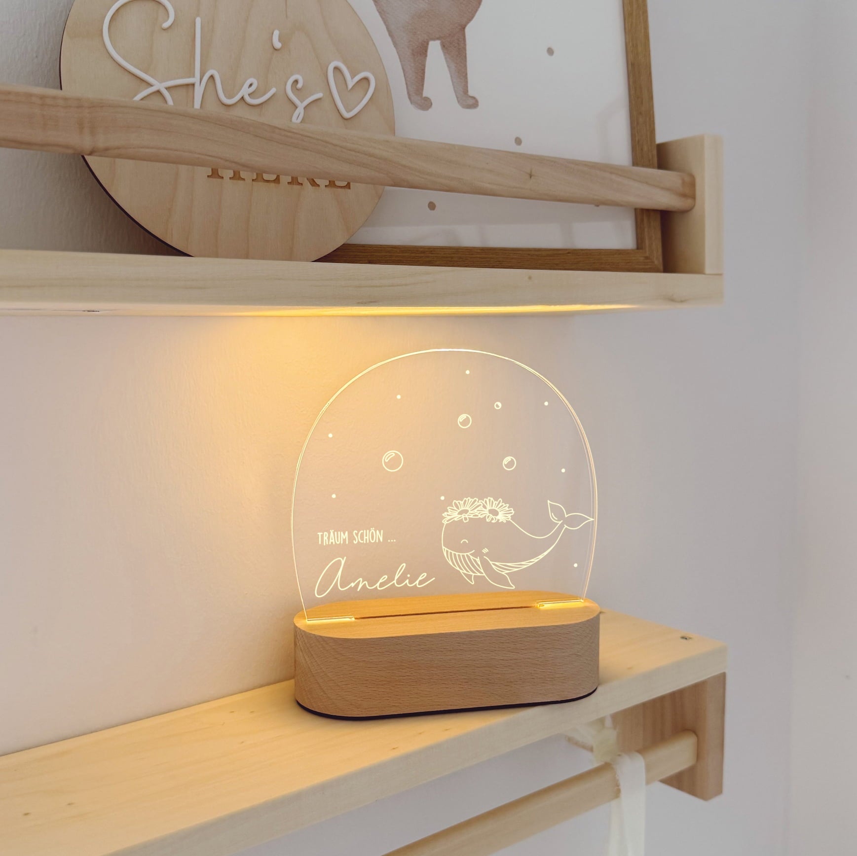 Nachtlicht Kinder personalisiert – LED Lampe Unter dem Meer