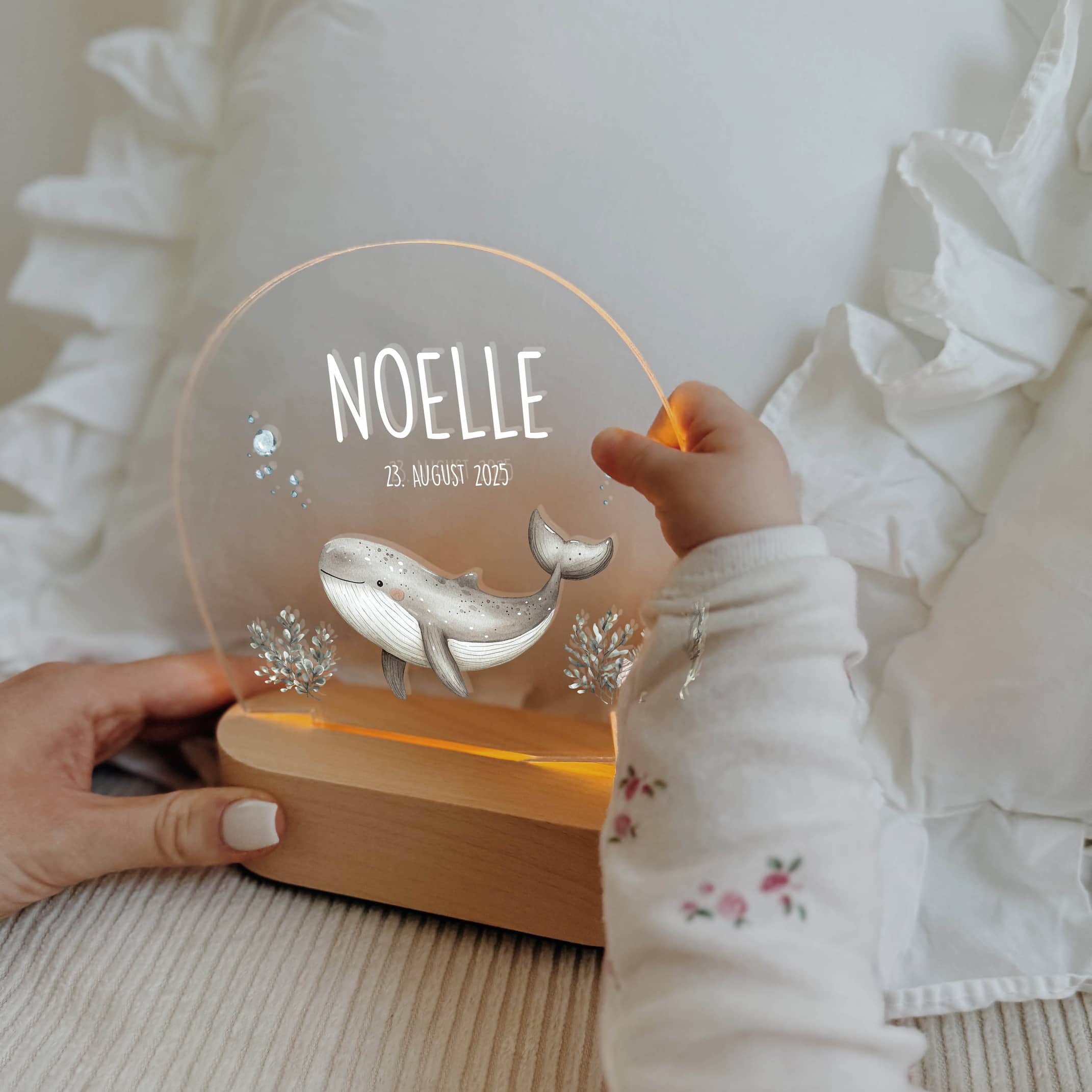 Nachtlicht Kinder personalisiert LED - Wassertiere Aquarell