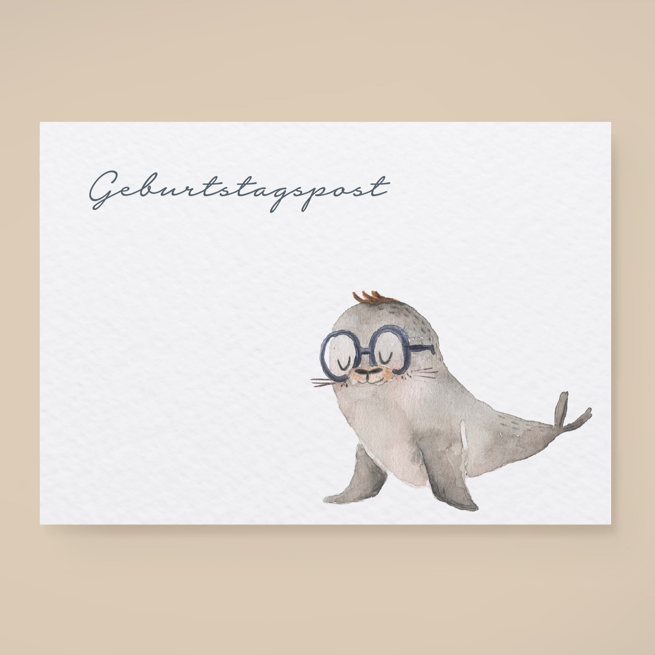 Postkarte Geburtstagspost – Süßer Gruß mit Robbe
