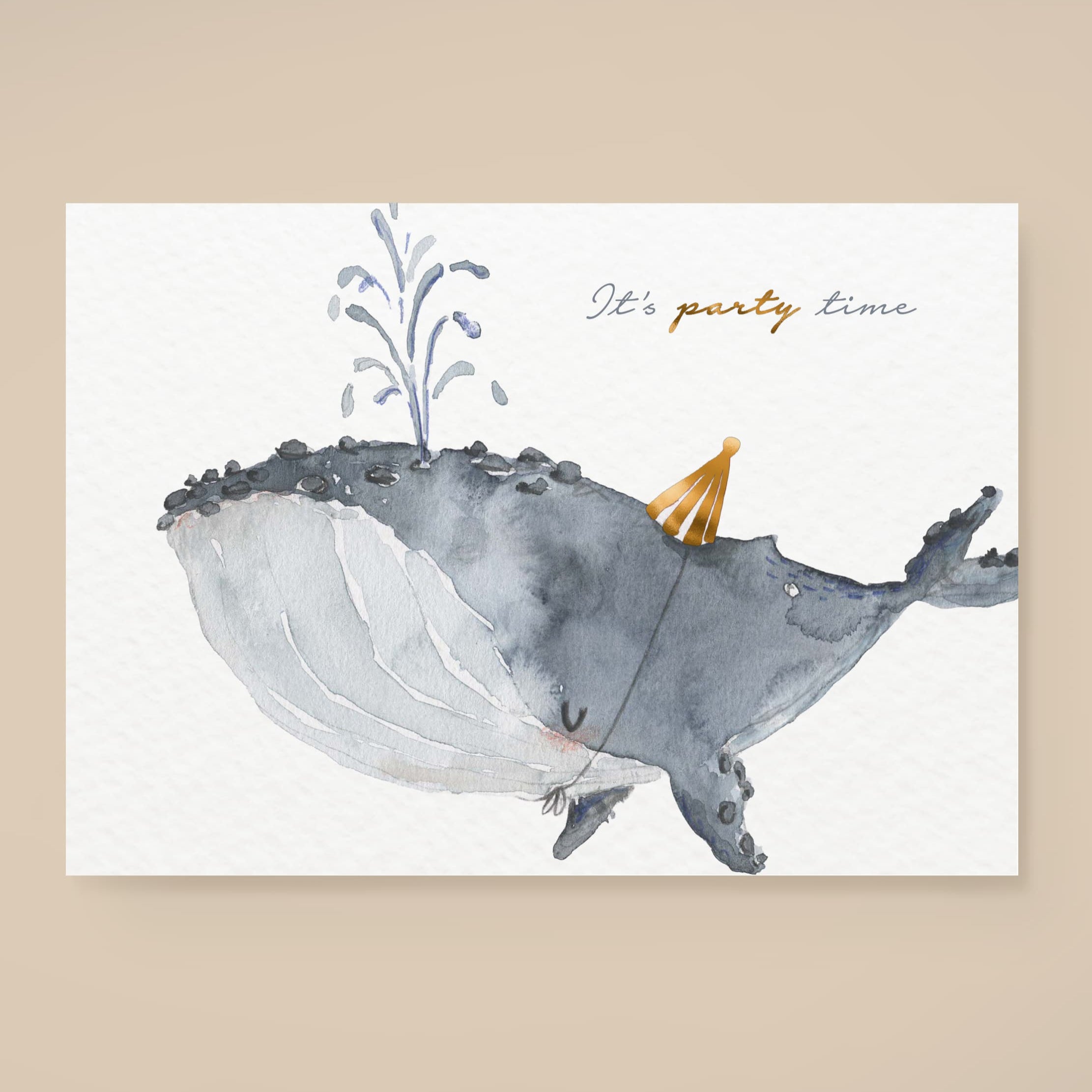 Postkarte Partytime – Geburtstagsgrüße Wal