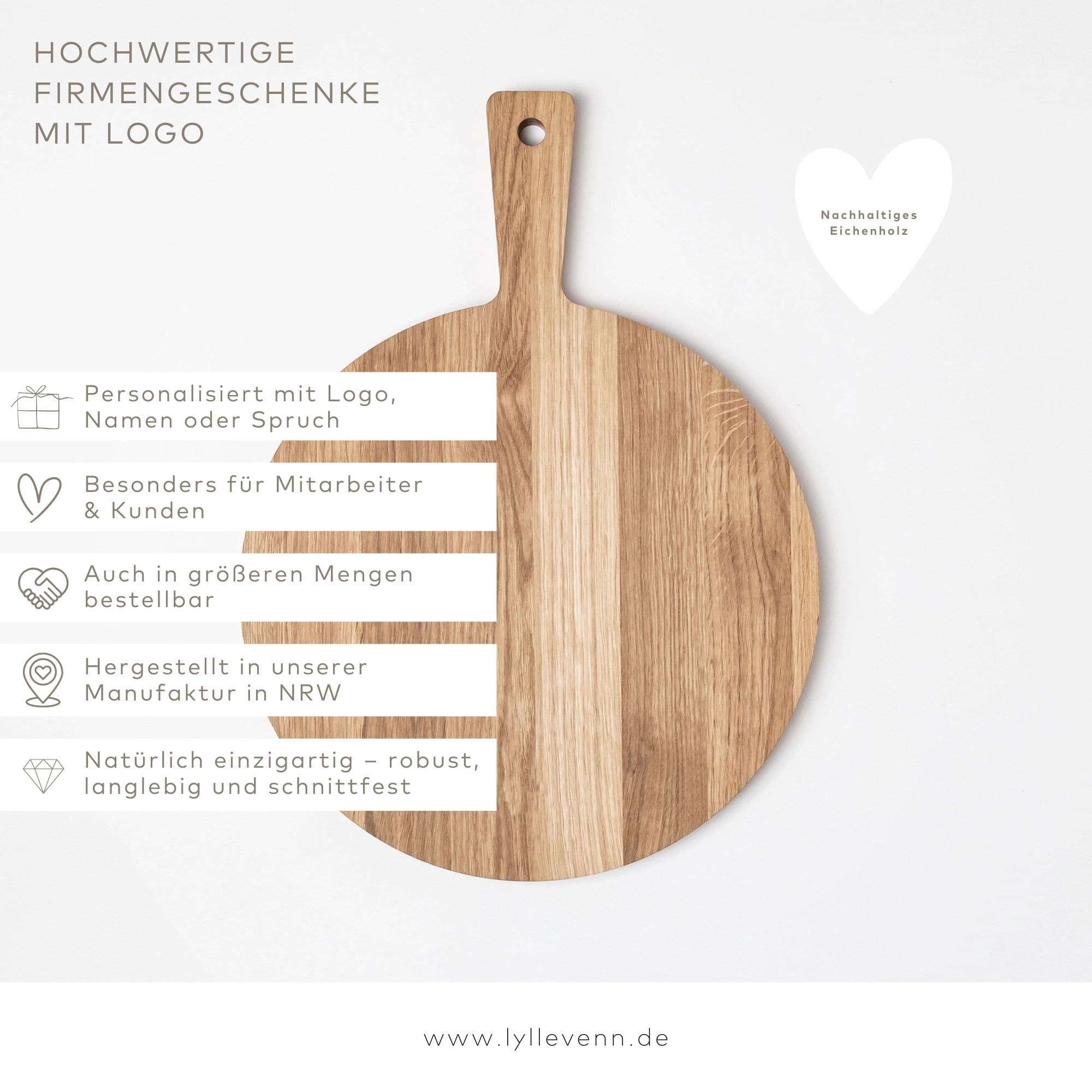 Schneidebrett rund, aus Eiche – Firmengeschenk aus Holz