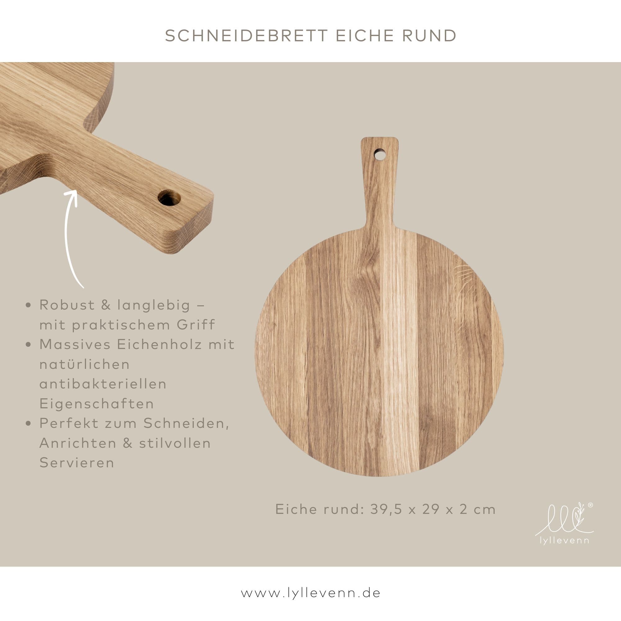 Schneidebrett rund, aus Eiche – Firmengeschenk aus Holz