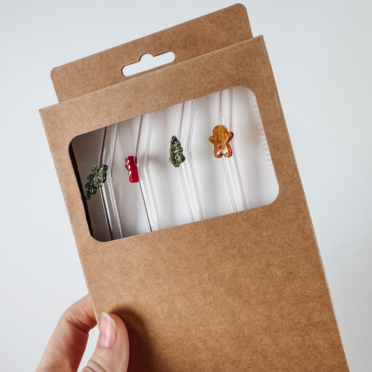 Strohhalme Glas Weihnachtsmotive – 20cm im 4er Set
