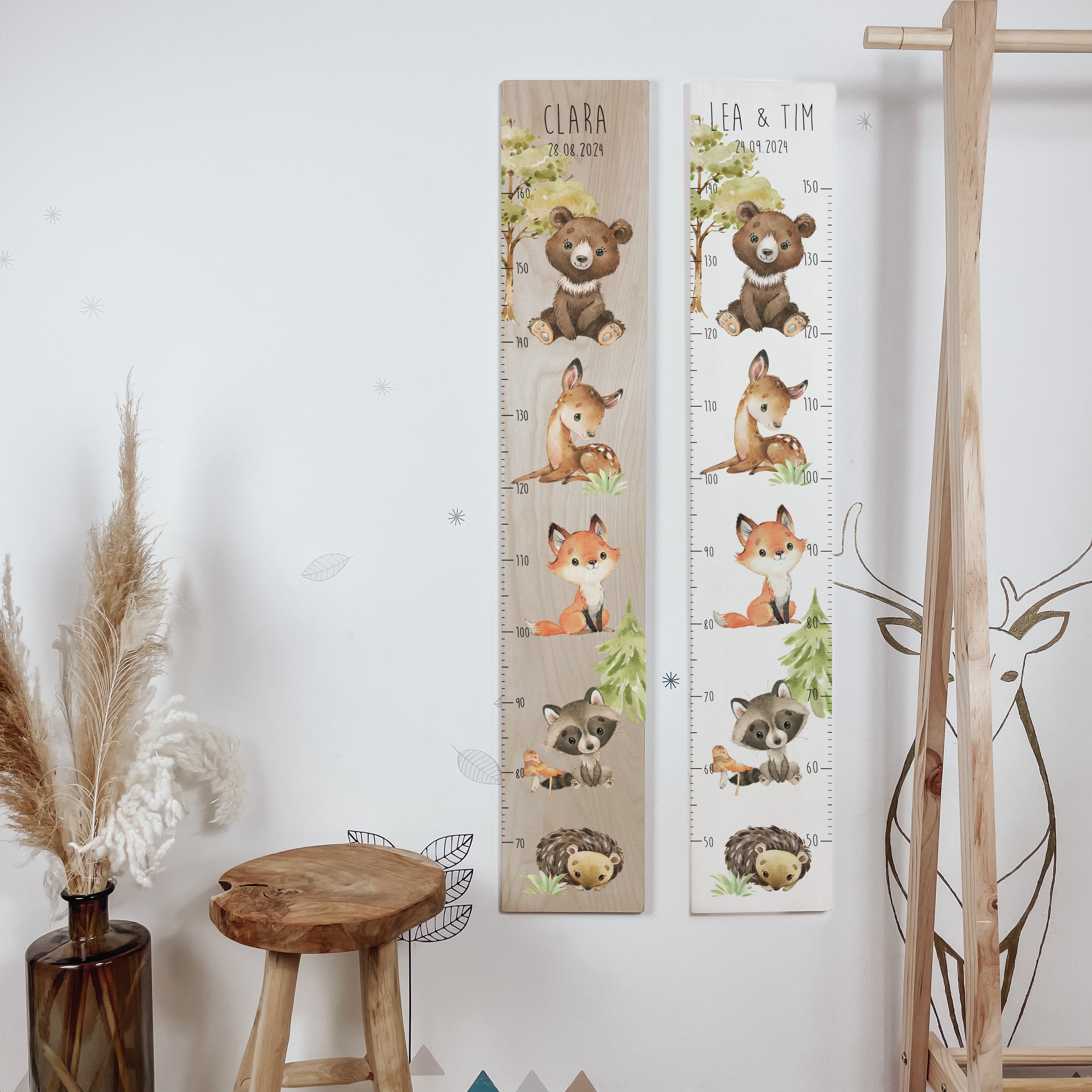 Kindermesslatte Holz "Wood & Friends" – personalisiert