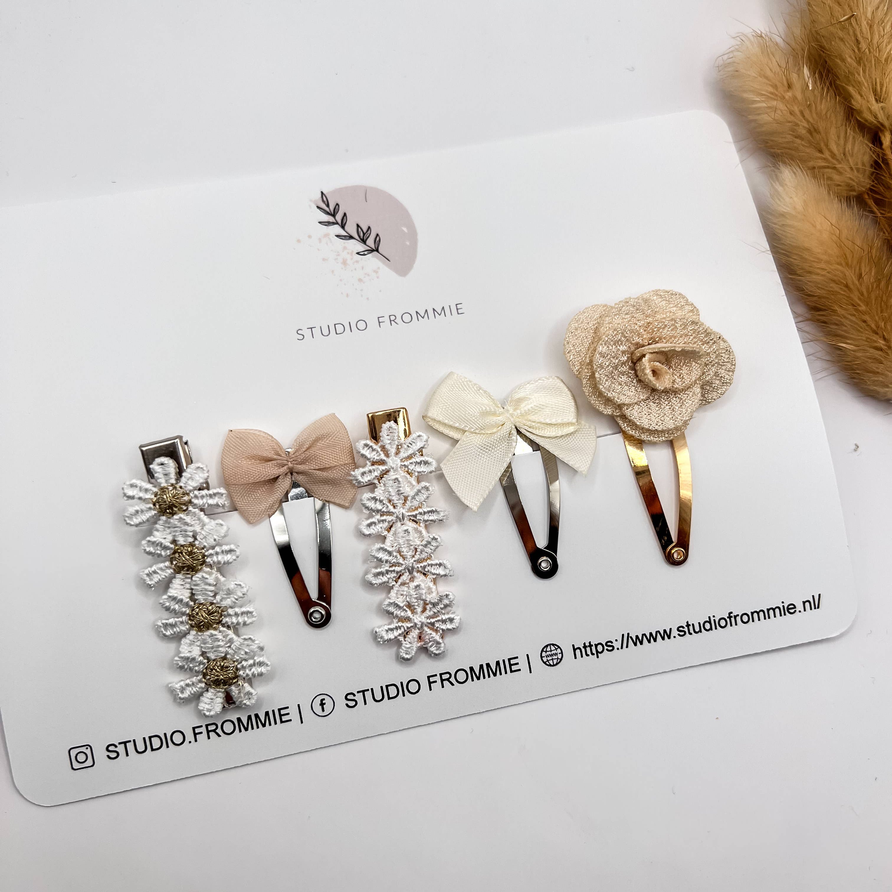 Haarspangen Set mit Blumen und Schleifen – Leni