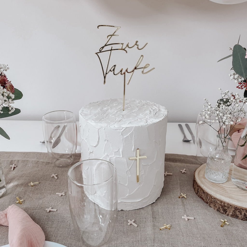 Caketopper aus Acryl 'Zur Taufe' in deiner Wunschfarbe - lyllevenn