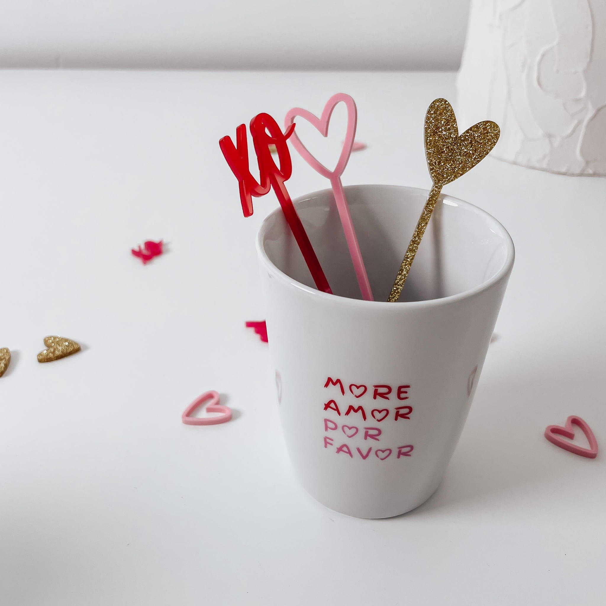 Cocktail - Rührstäbchen zum Valentinstag - aus Acryl - lyllevenn