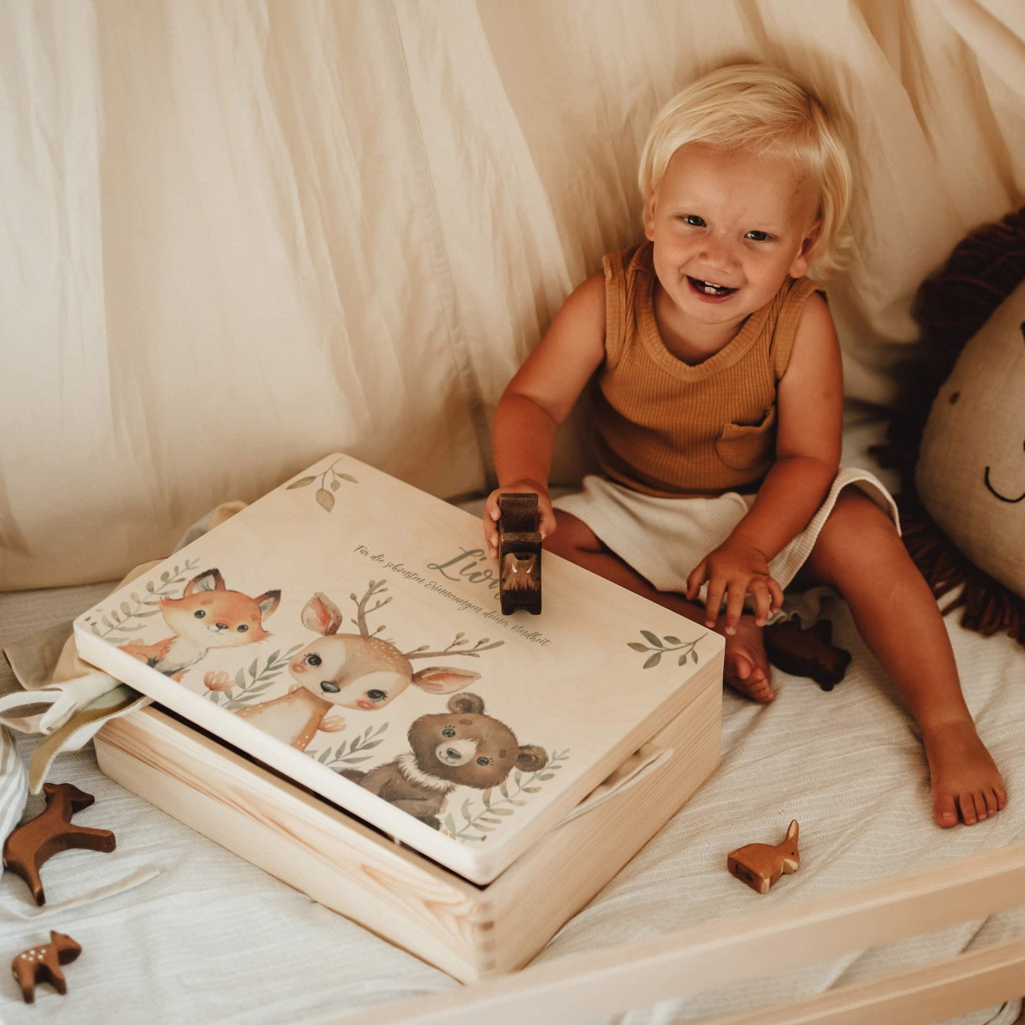 Erinnerungskiste Holz personalisiert - Forest Trio - lyllevenn