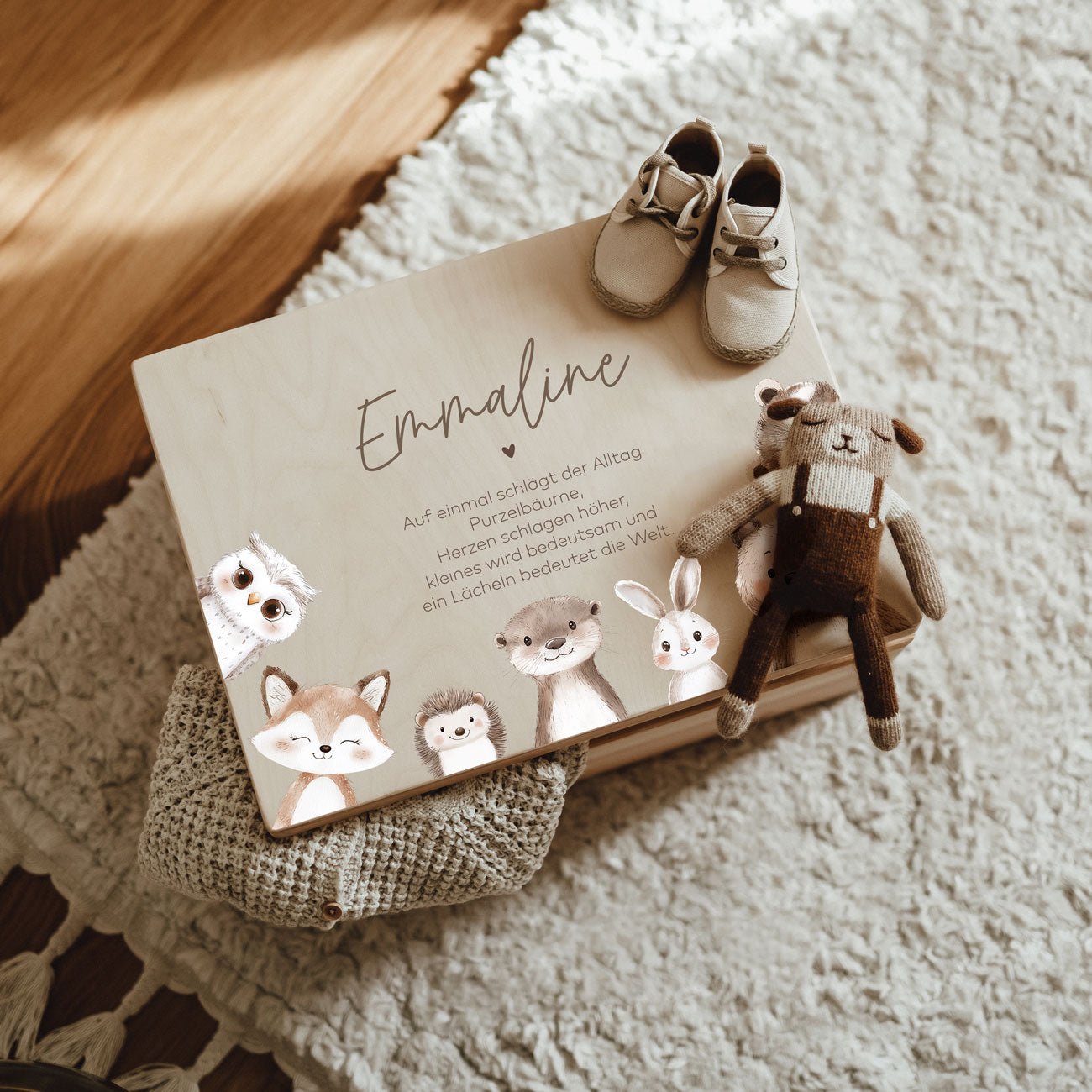 Erinnerungskiste Holz personalisiert - Hello Woodland - lyllevenn