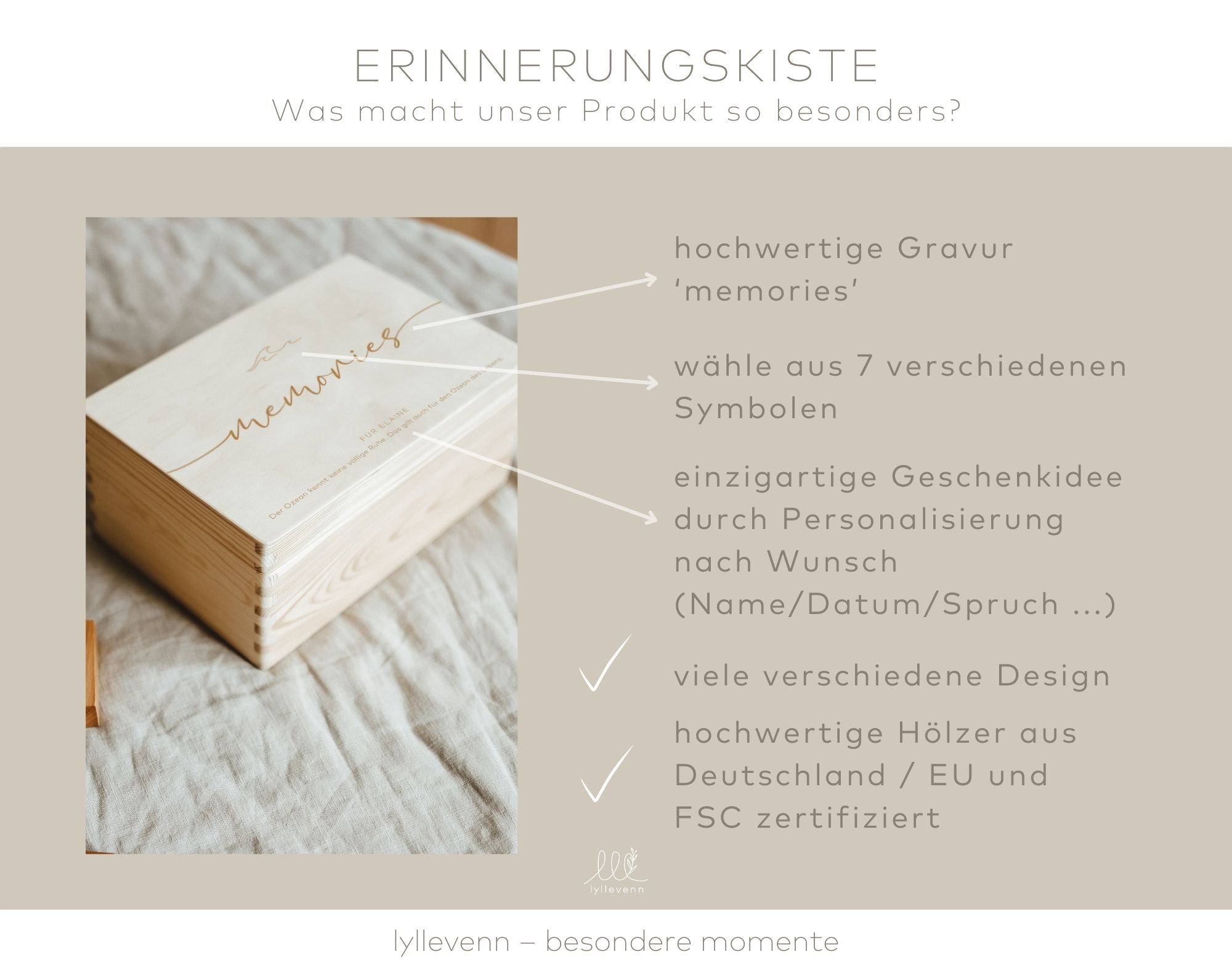 Erinnerungskiste Holz personalisiert - Memories - lyllevenn