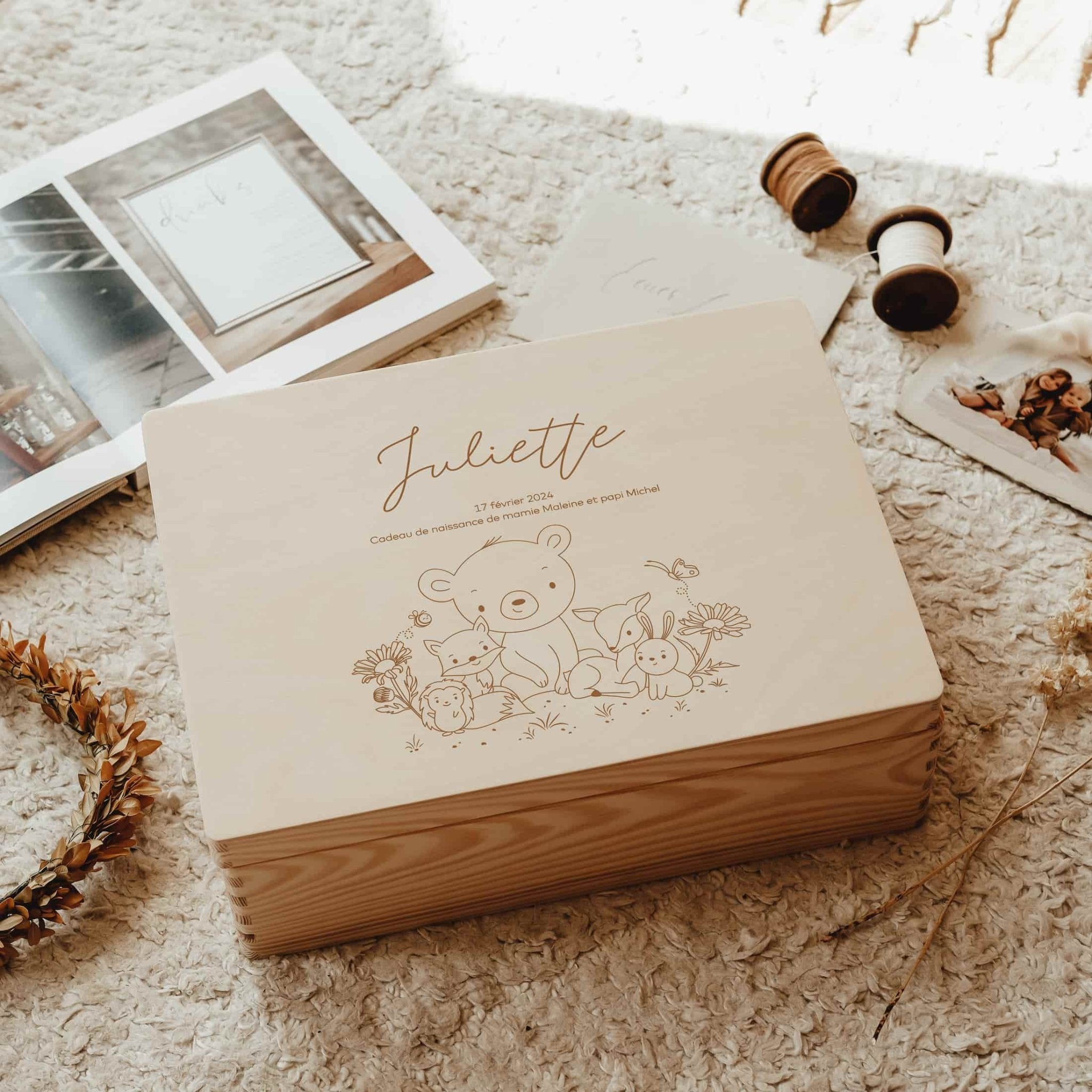 Erinnerungskiste Holz personalisiert -  Waldtiere - lyllevenn