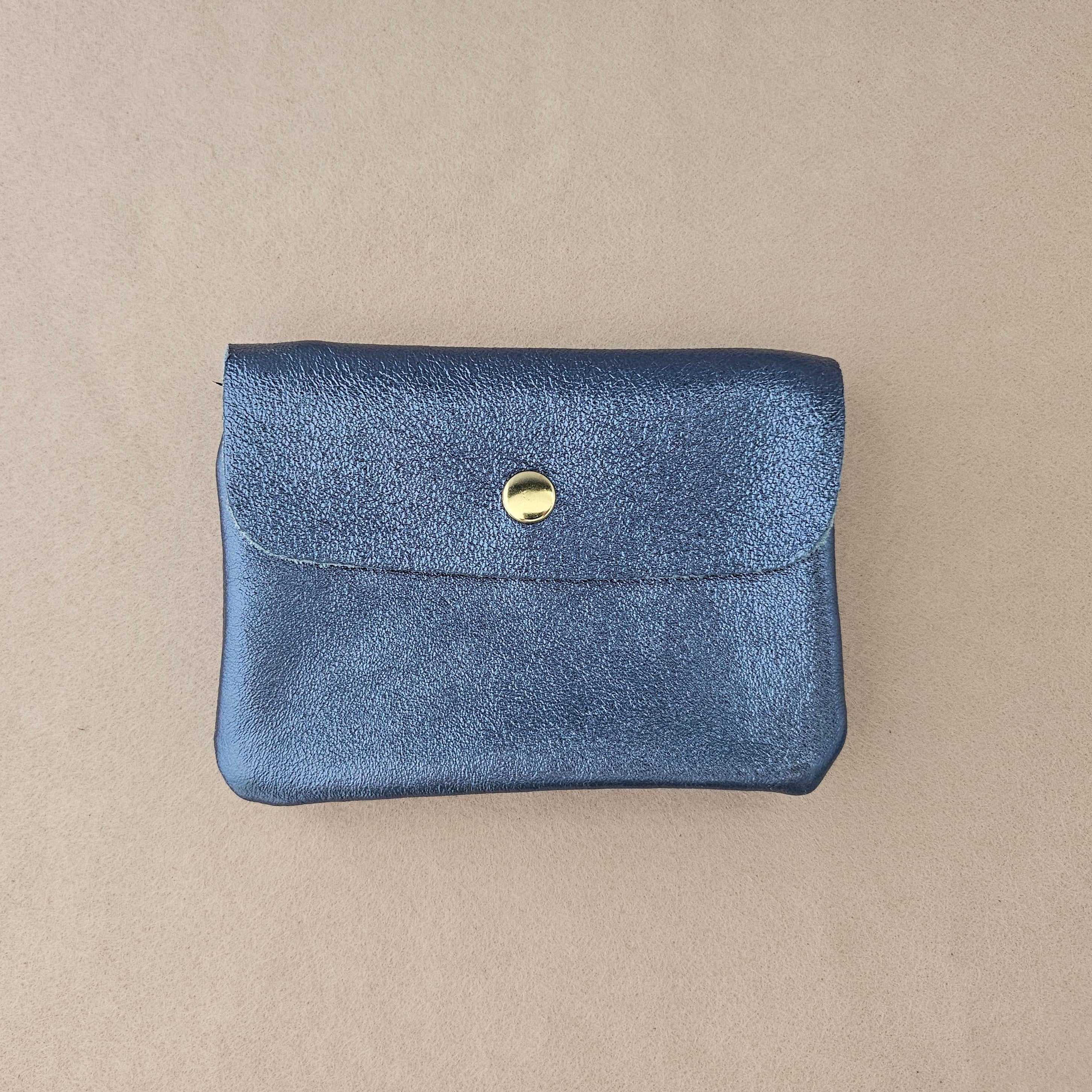 Leder-Geldbörse - Marineblau