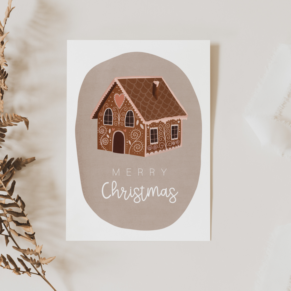 Postkarte Weihnachten - Lebkuchenhaus