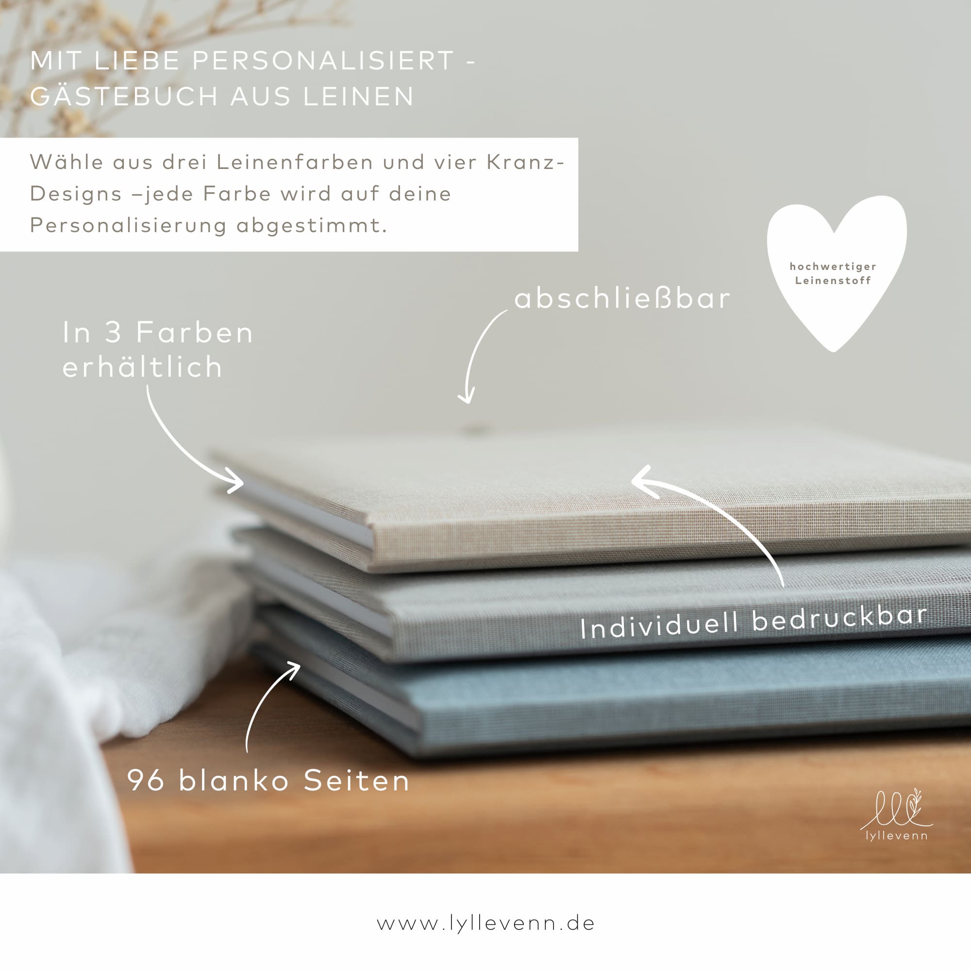 Gästebuch aus Leinen personalisierbar - lyllevenn