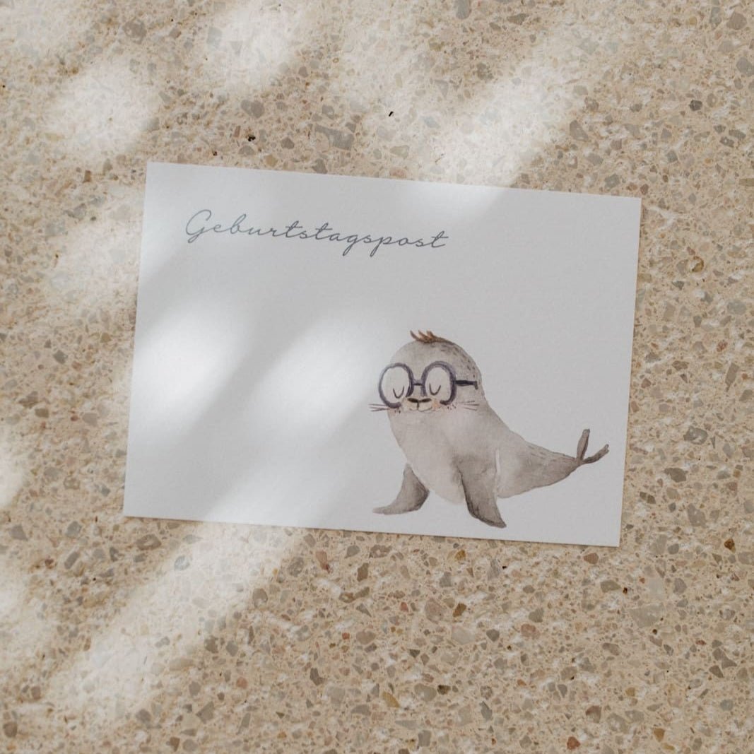 Geburtstagskarte -  Süßer Gruß mit Robbe - lyllevenn