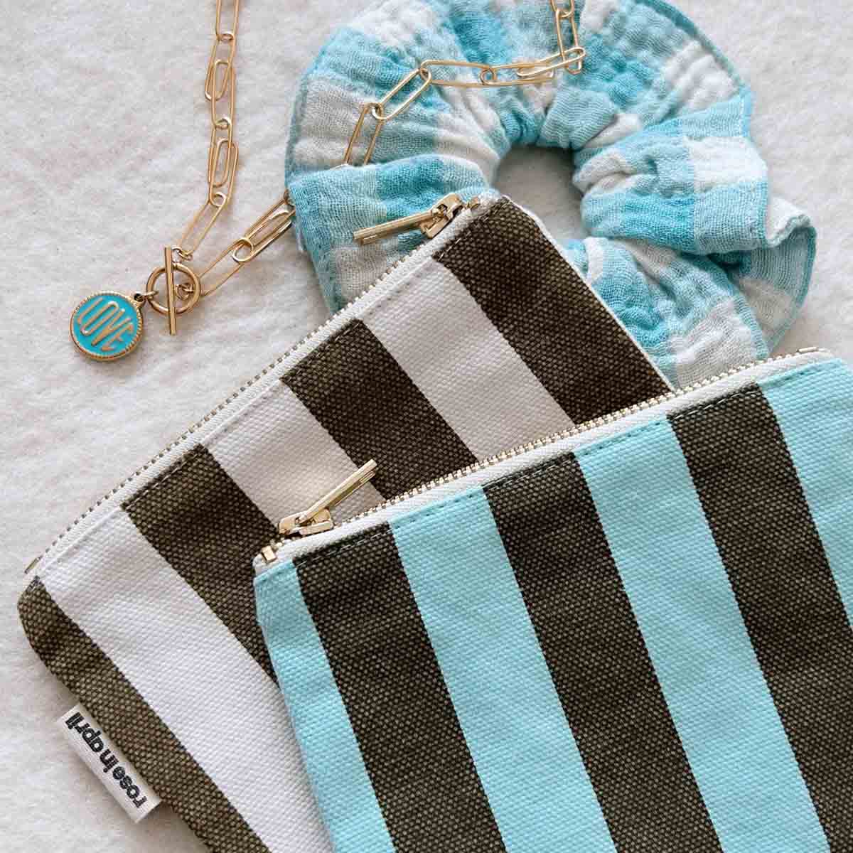 Geldbörse Marie - gestreift Olive & Greige - lyllevenn