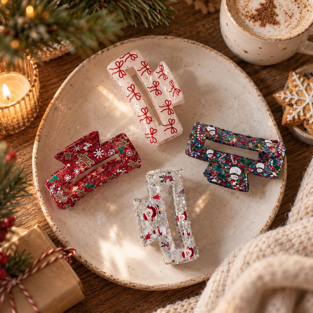 Haarklammer Weihnachten – eckig - lyllevenn