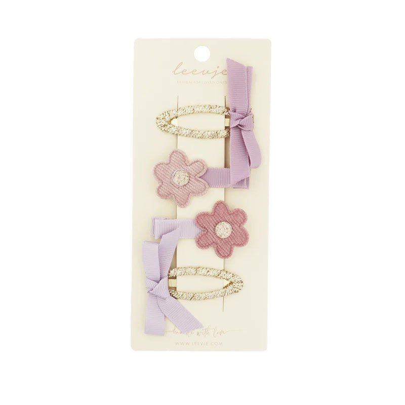 Haarspangen - Lila Schleife & Blume - lyllevenn