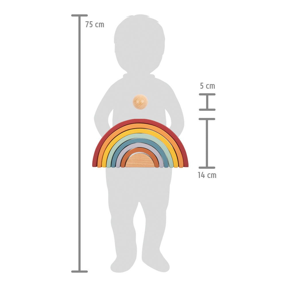 Holzbausteine Regenbogen personalisiert mit Name und Datum | Stapelbogen aus Holz - lyllevenn