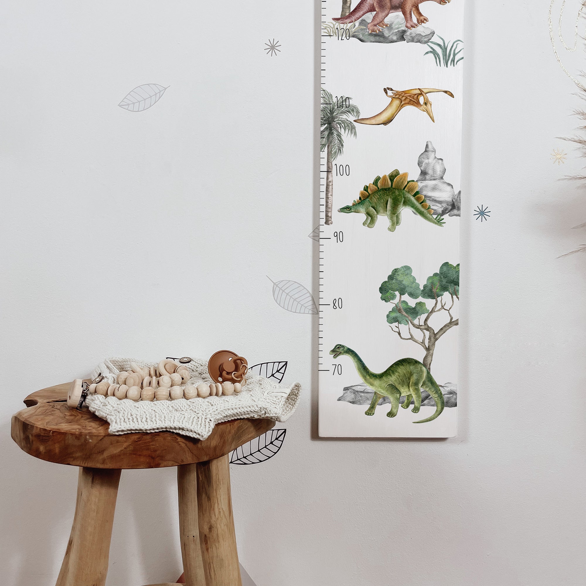 Kindermesslatte Holz "Jurassic Adventure" – mit Namen personalisiert