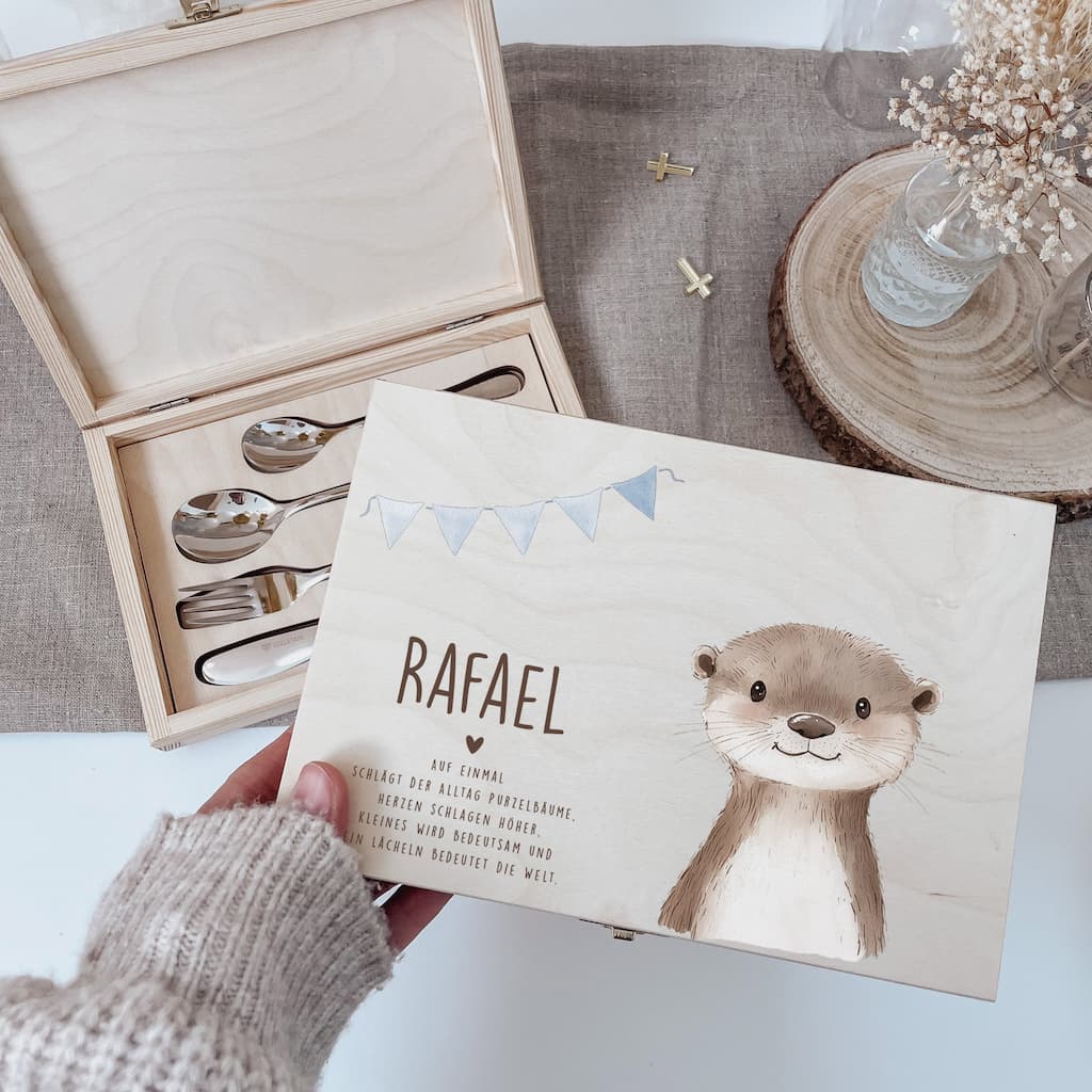 Kinderbesteck personalisierbar bedruckt - Wimpel - lyllevenn