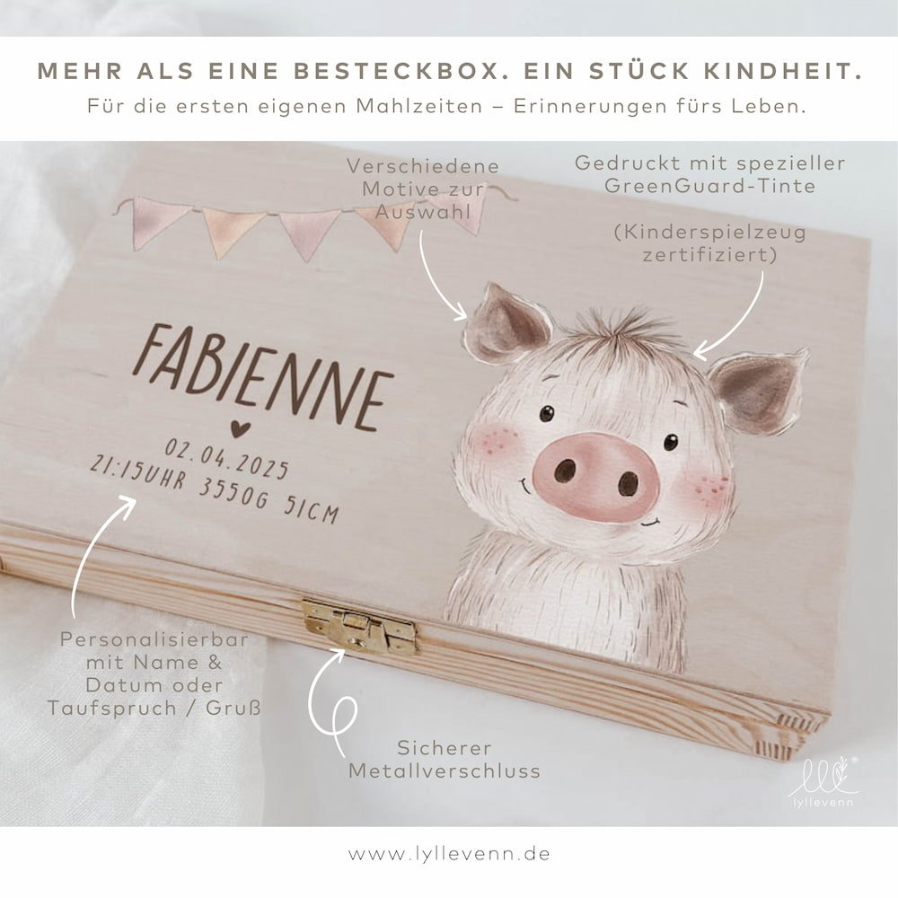Kinderbesteck personalisierbar bedruckt - Wimpel - lyllevenn