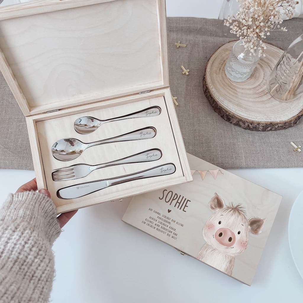 Kinderbesteck personalisierbar bedruckt - Wimpel - lyllevenn