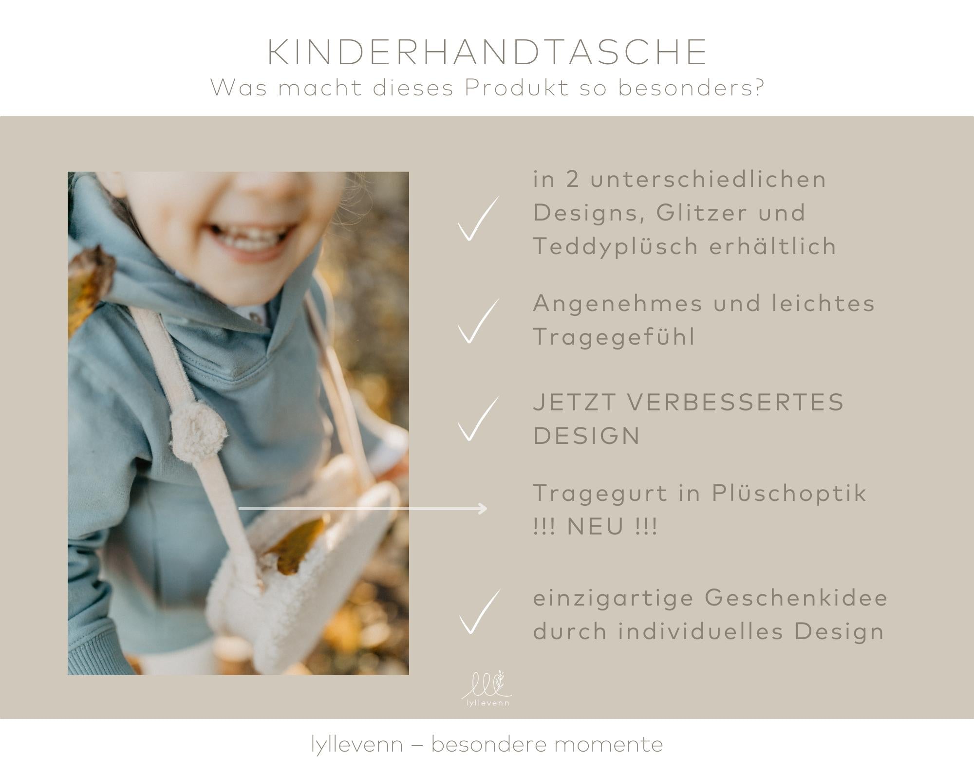 Kinderhandtasche und Portemonnaie - Teddy Herz - lyllevenn