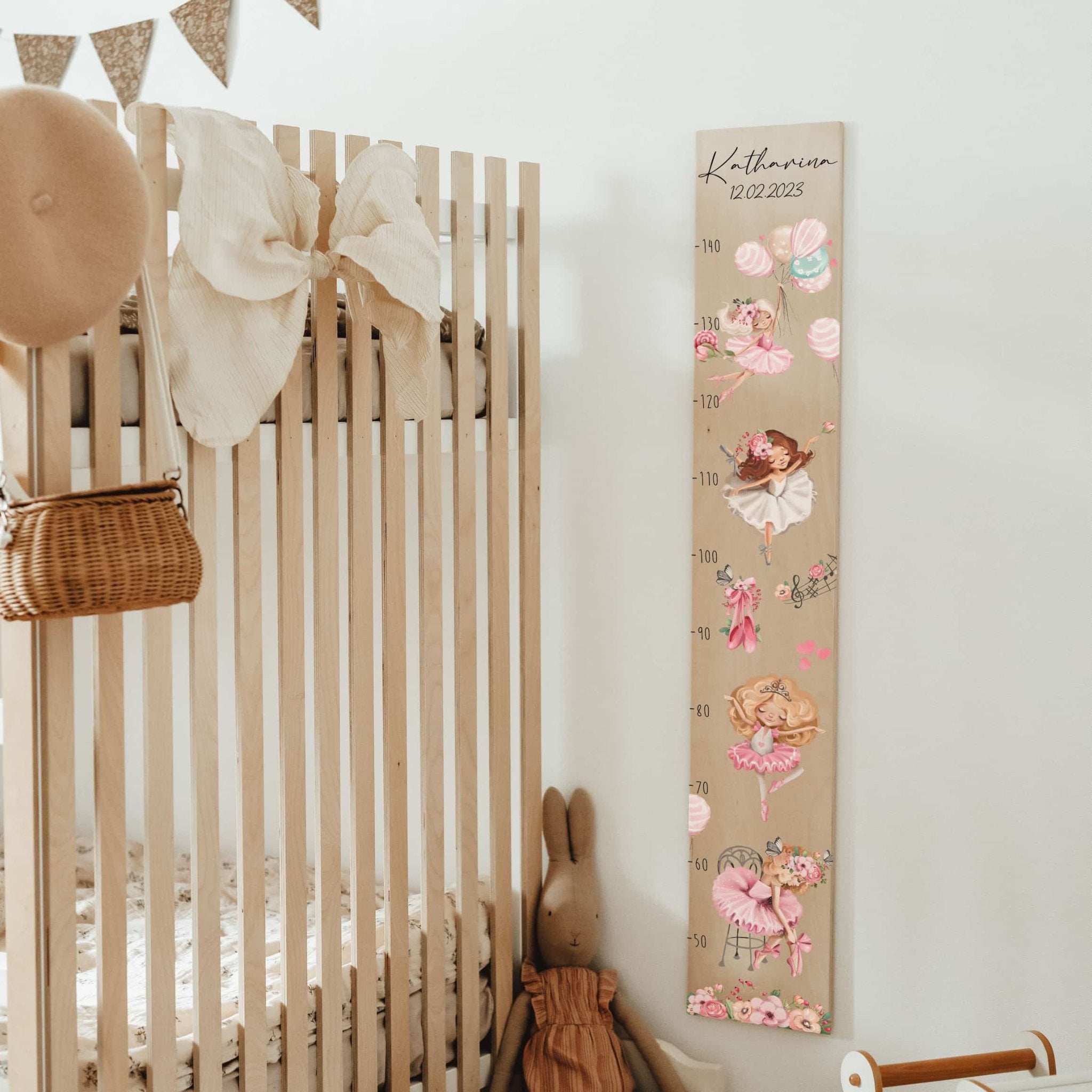 Kindermesslatte Holz personalisiert - Ballerina - lyllevenn